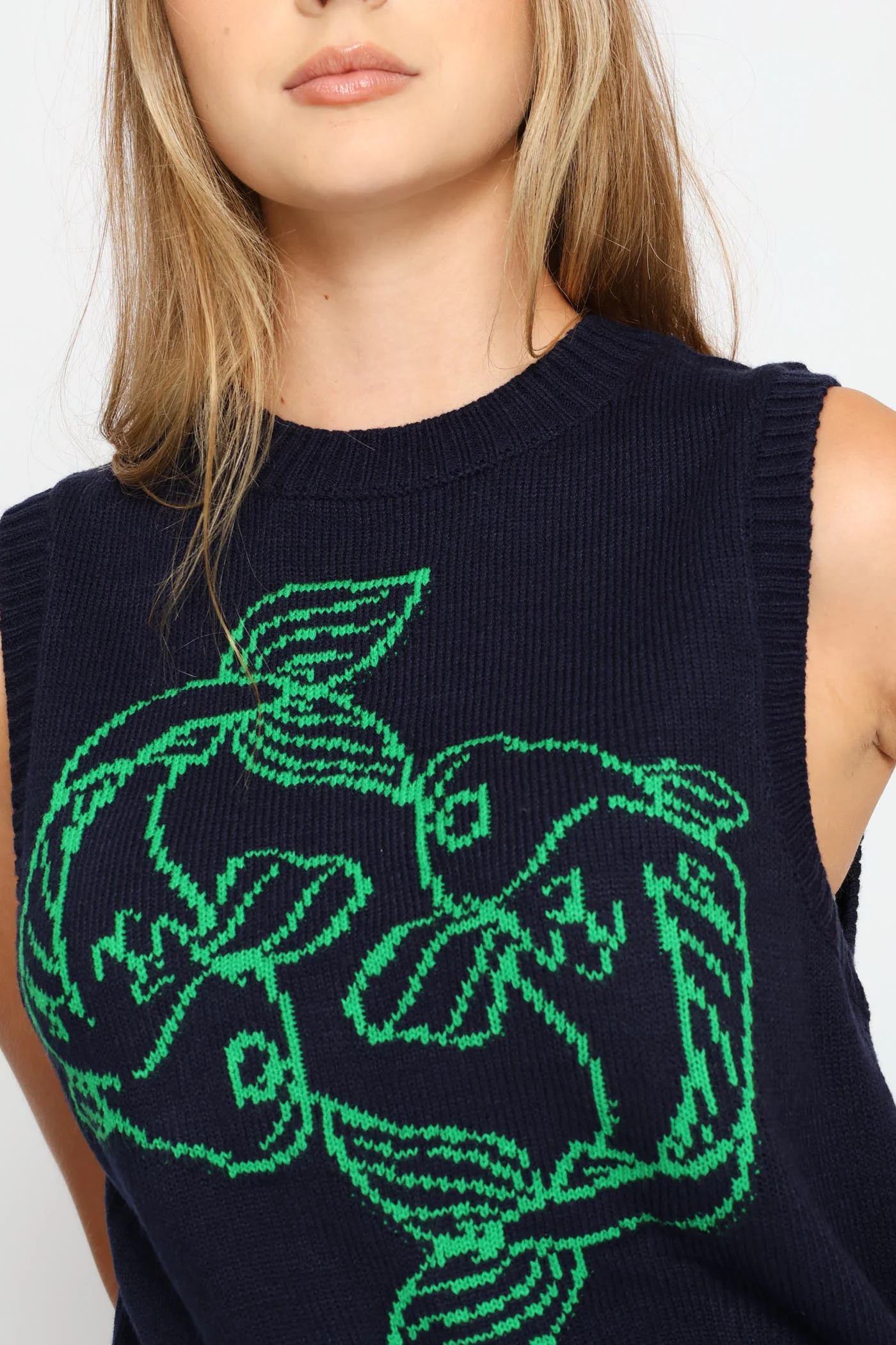 Koi Fish Knit Vest - Navy - Image 4