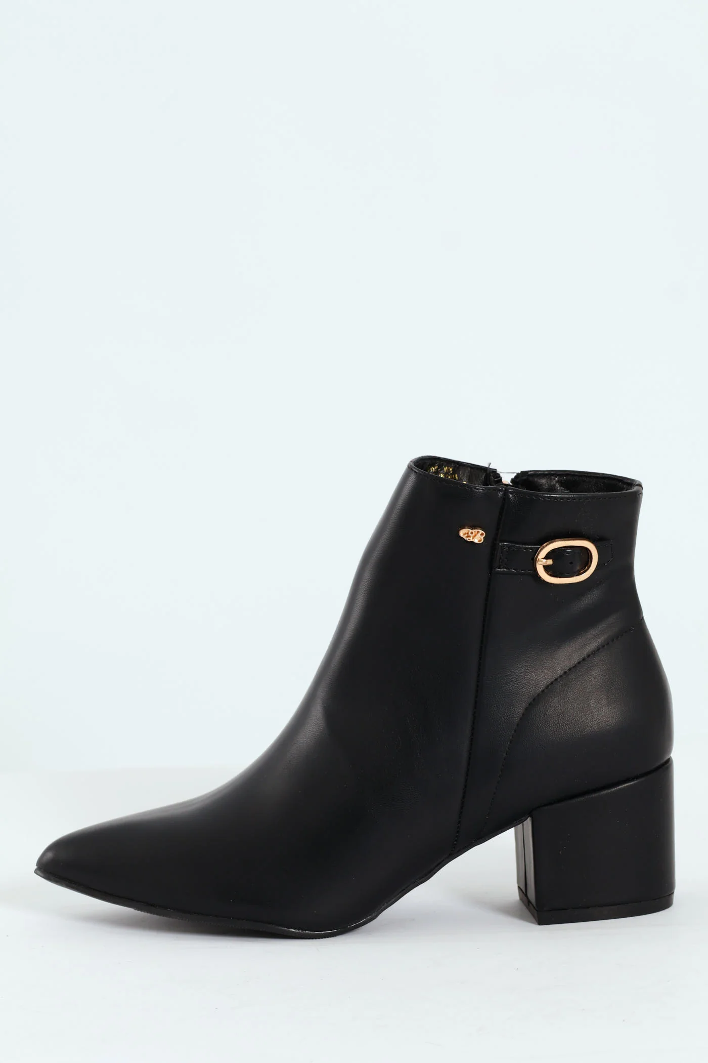 Kris 1 Pointed Toe Block Heel Ankle Boot - Black - Image 2