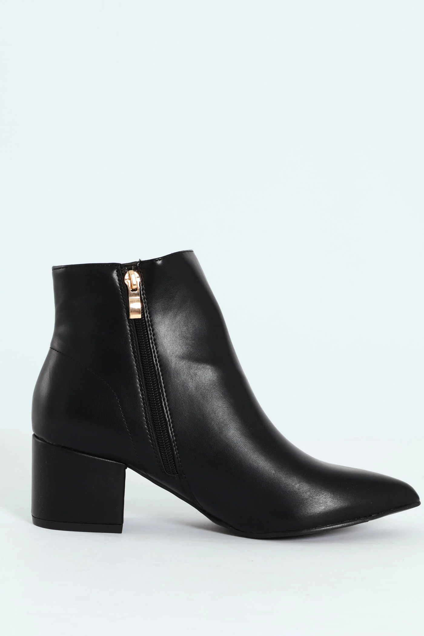 Kris 1 Pointed Toe Block Heel Ankle Boot - Black - Image 6