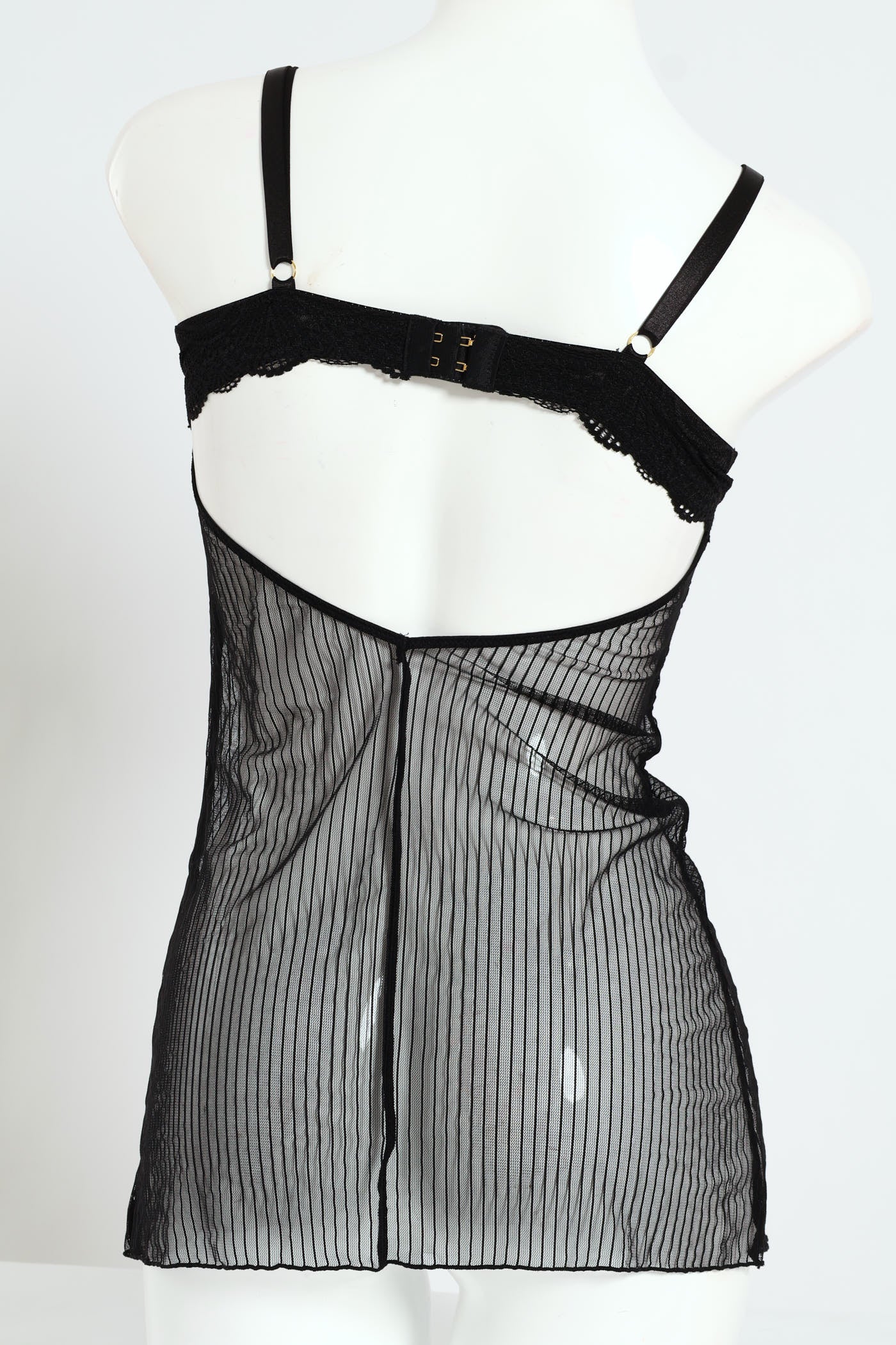 Lace & Mesh Chemise - Black - Image 2