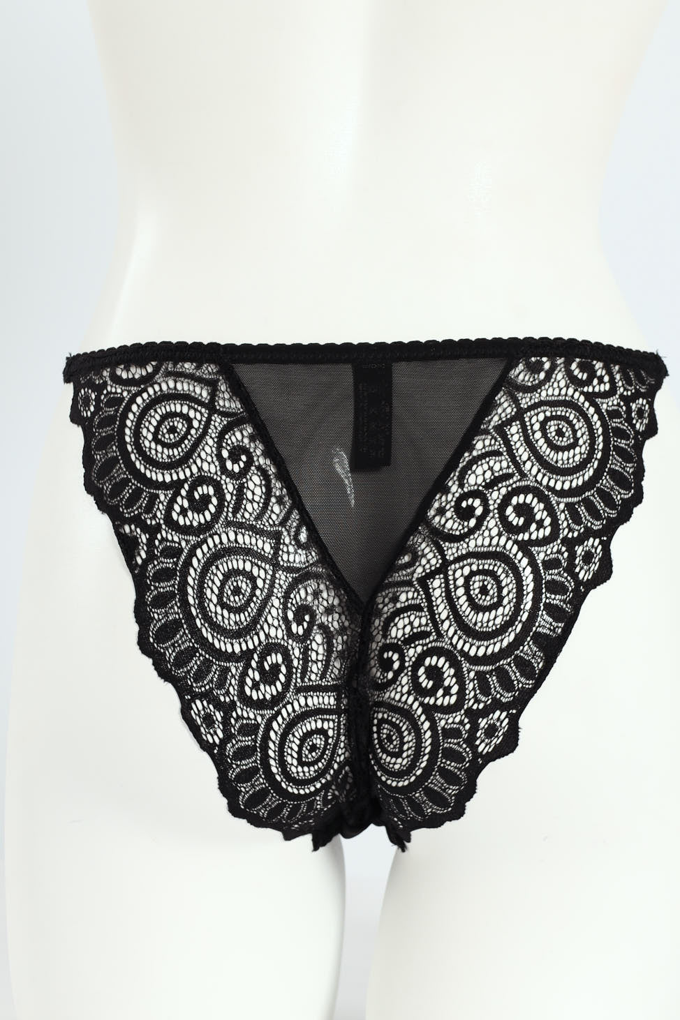 Lace & Mesh Tanga Panty - Black - Image 2