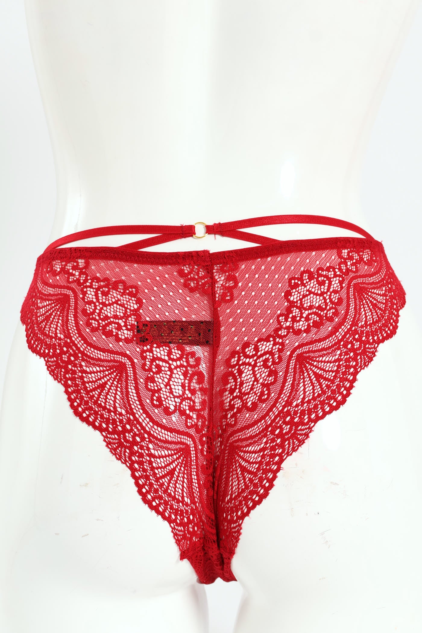 Lace Brazilian Panty - Red - Image 2