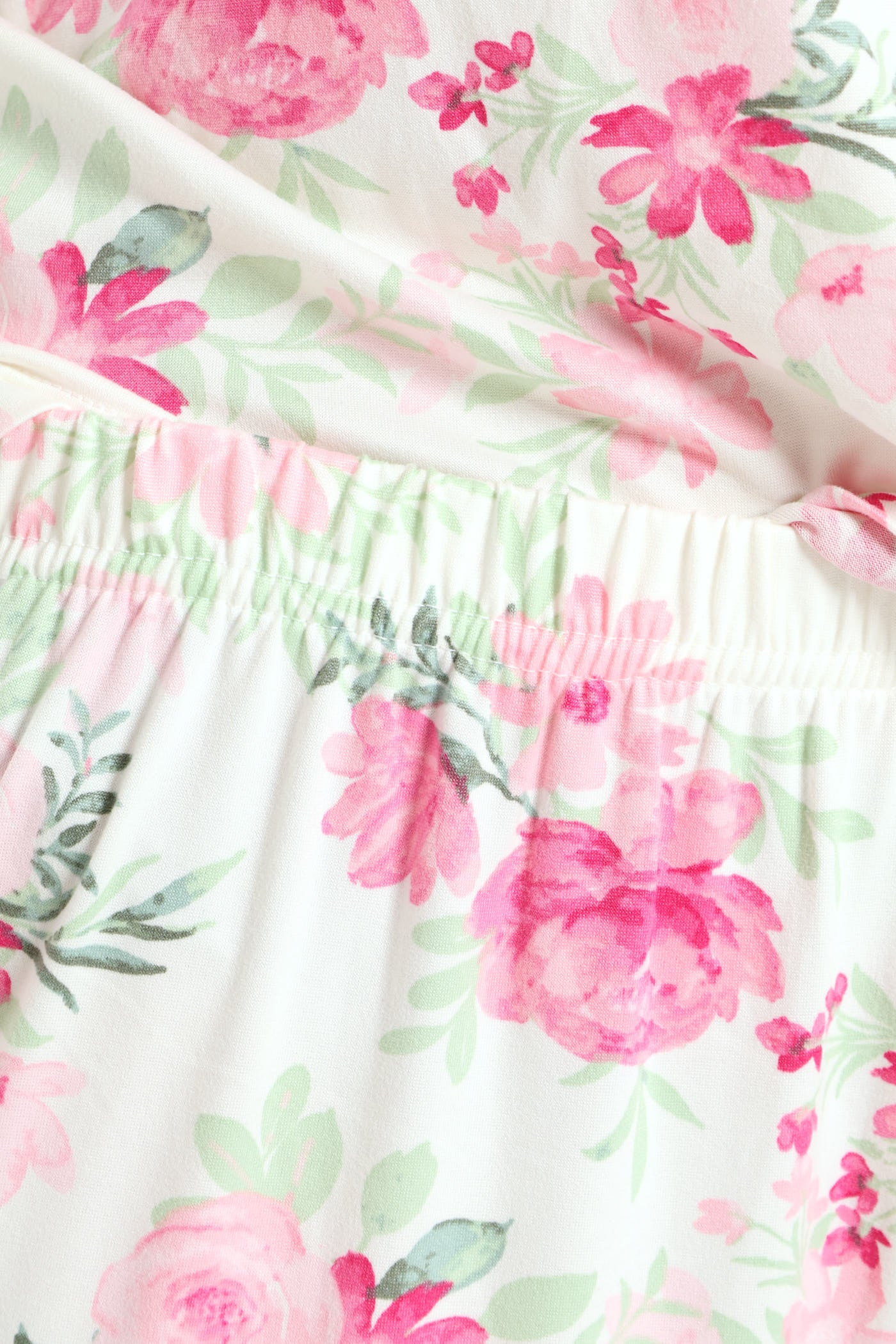 Lace Detail Floral Print Top & Pant Set - White - Image 4