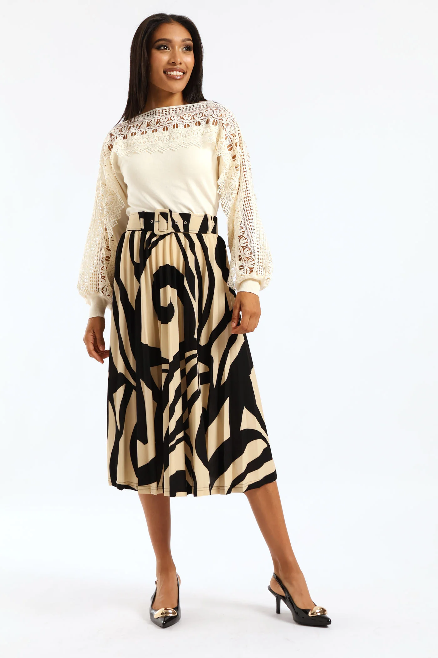 Lace Detail Knitwear - Cream - Image 6
