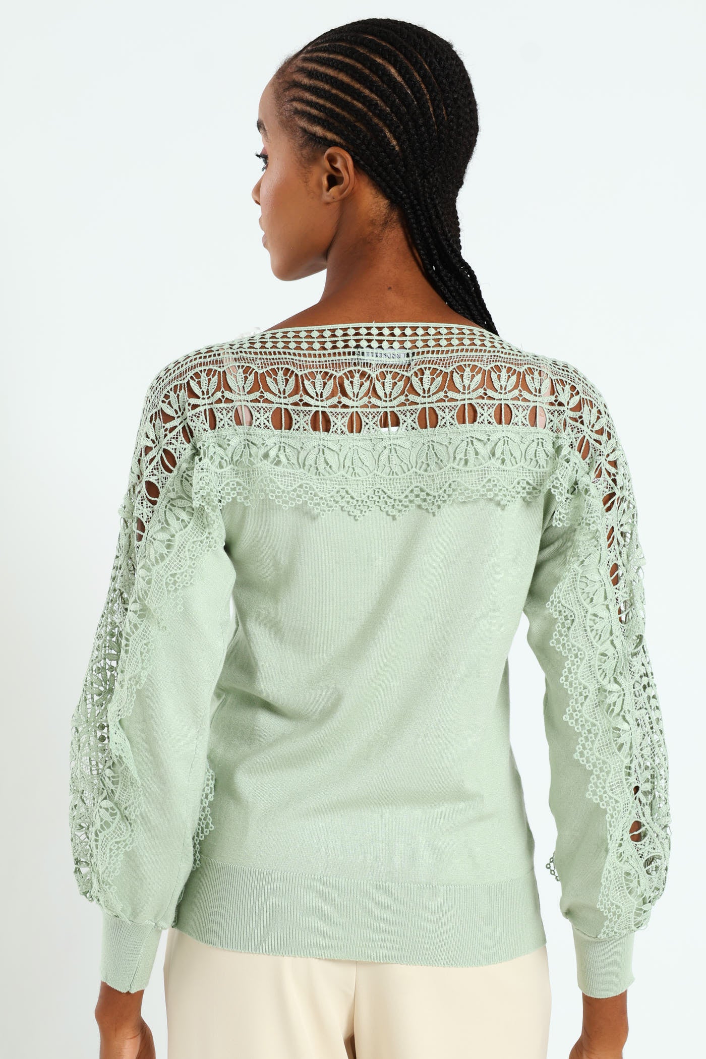 Lace Detail Knitwear - Green - Image 3