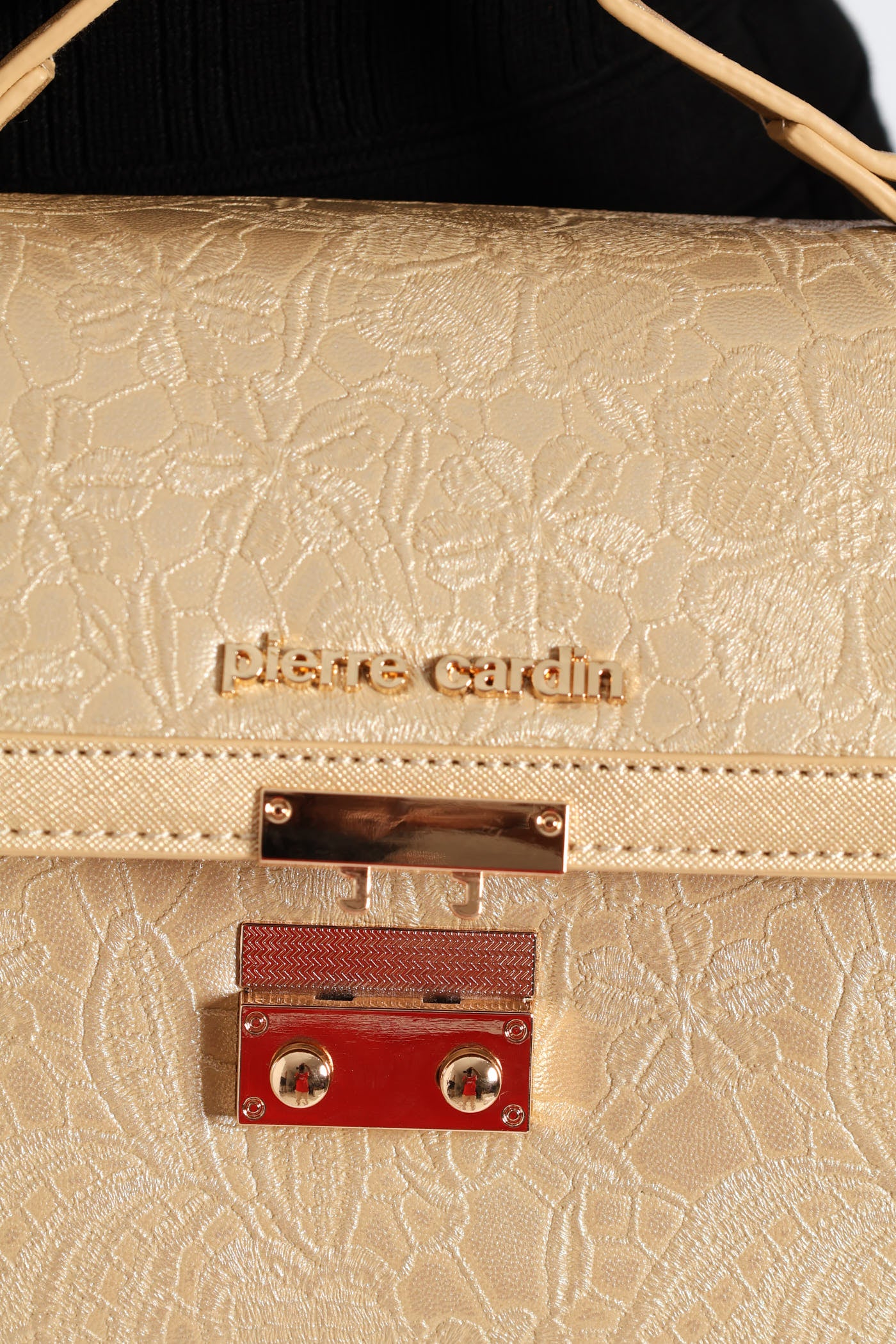 Lace Flower Satchel Bag - Gold - Image 5