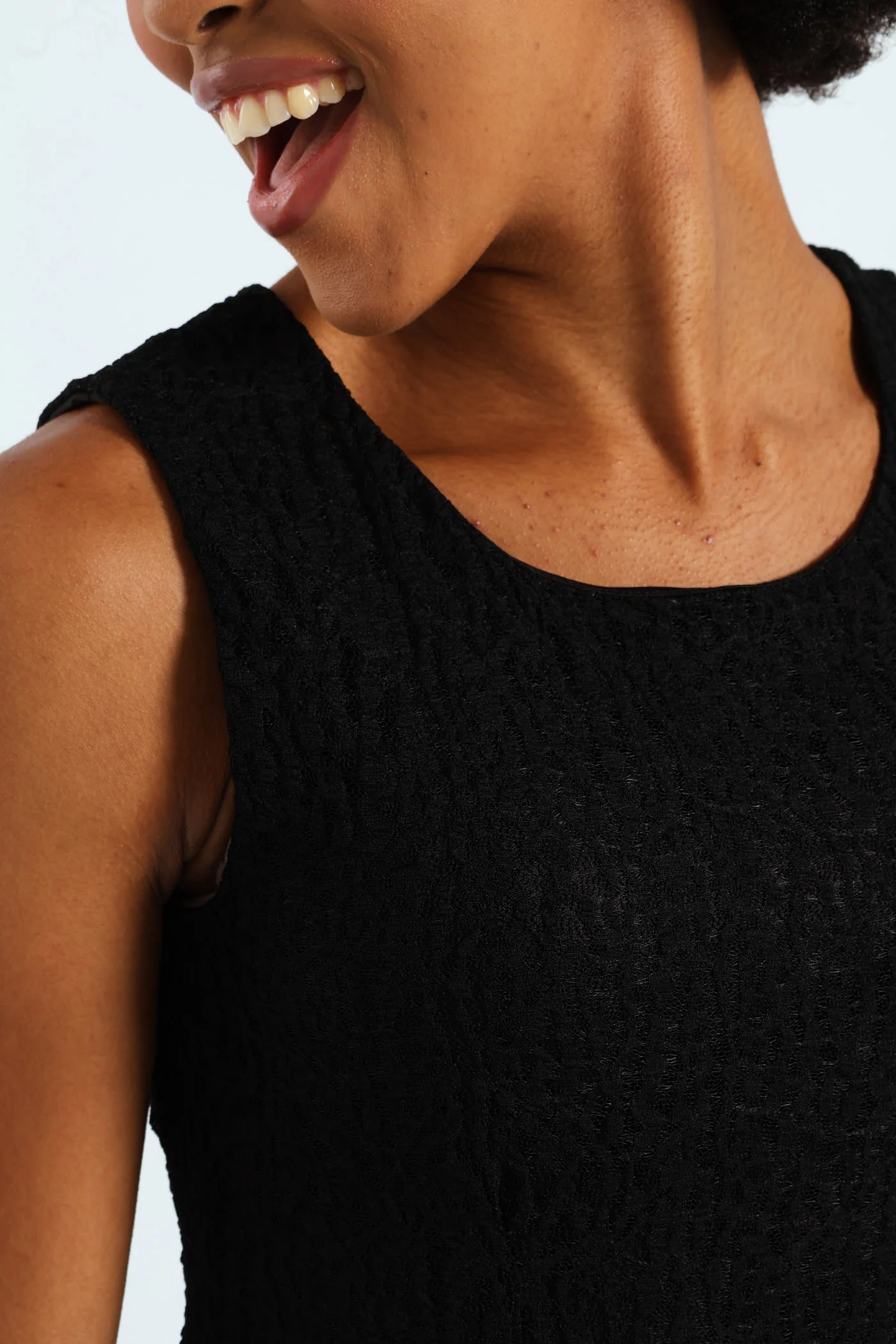 Lace Midi Column Dress - Black - Image 4