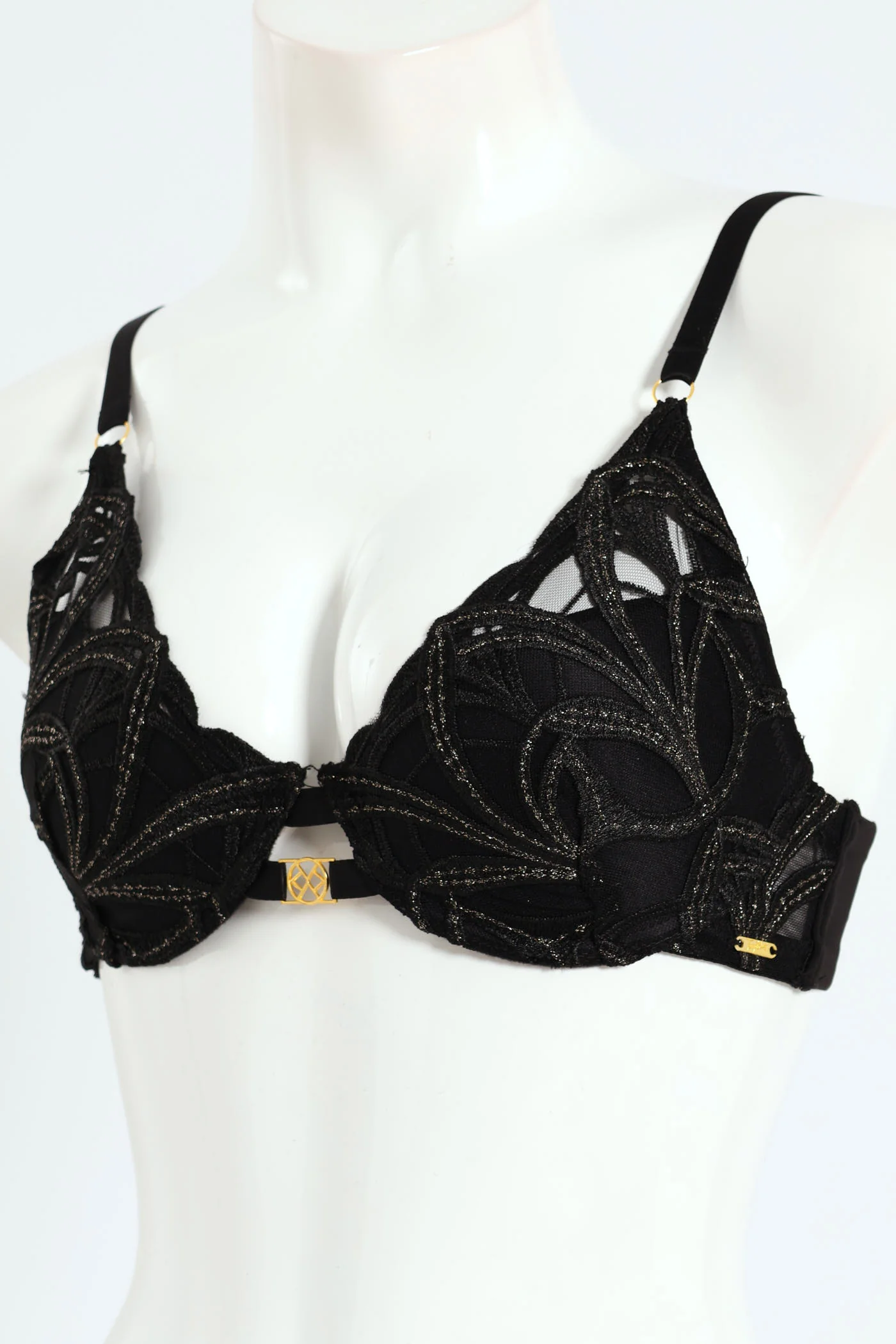 Lace Push Up T-Shirt Bra - Black - Image 2