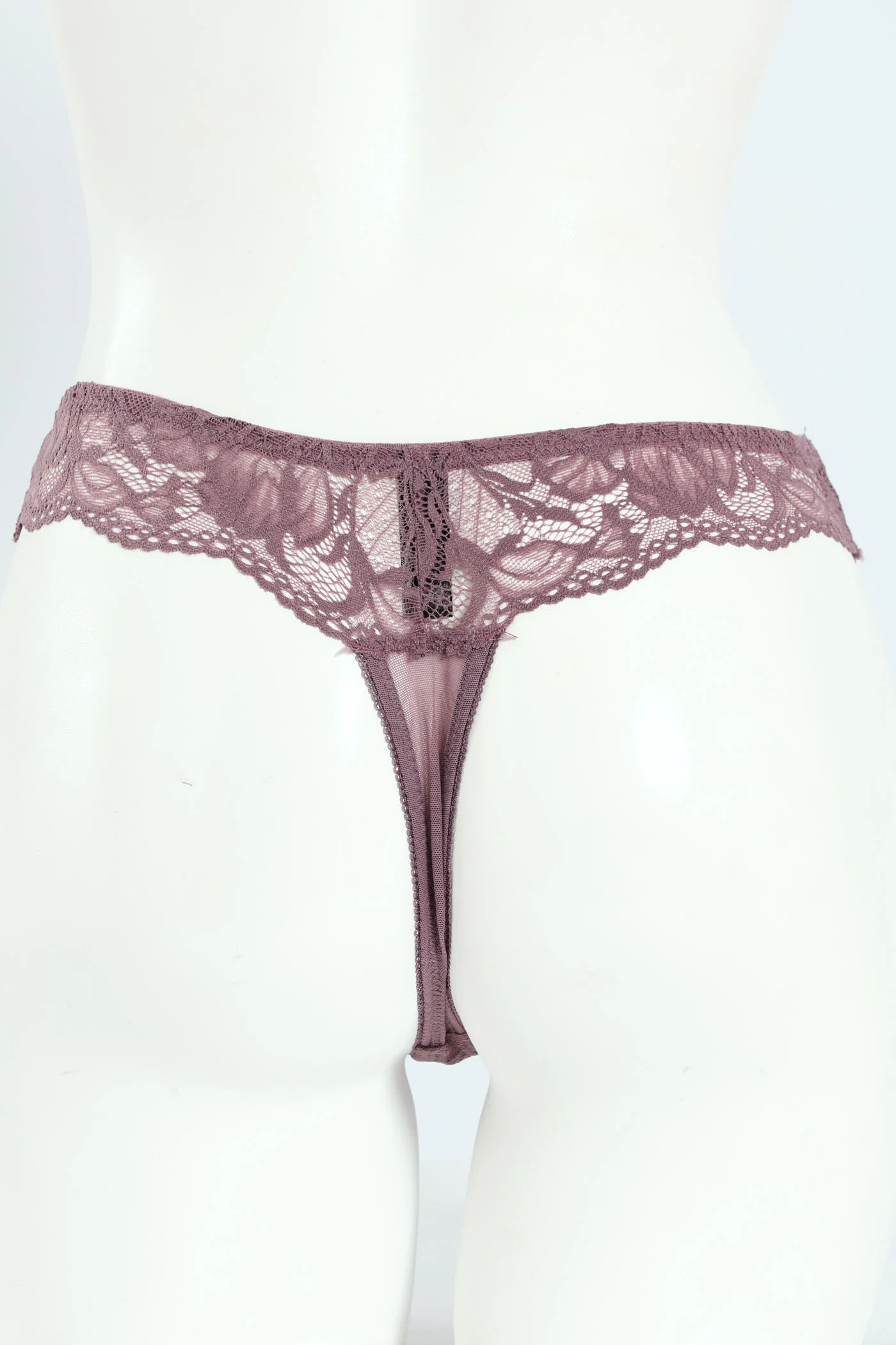 Lace Thong Panty - Plum - Image 2