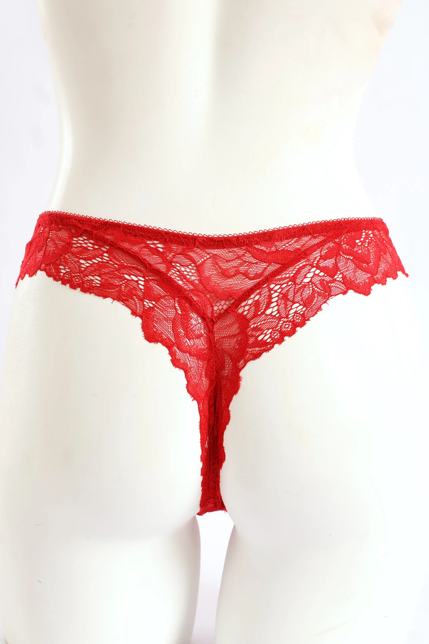 Lace Thong Panty - Red - Image 3