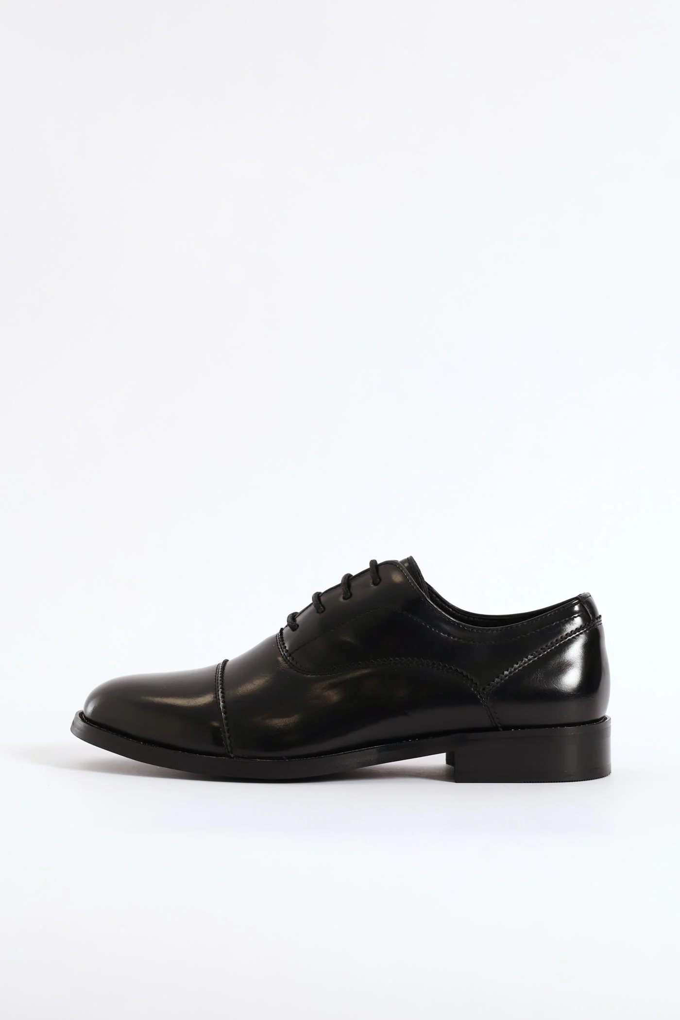 Lace Up Almond Toe Oxford Shoe - Black - Image 4