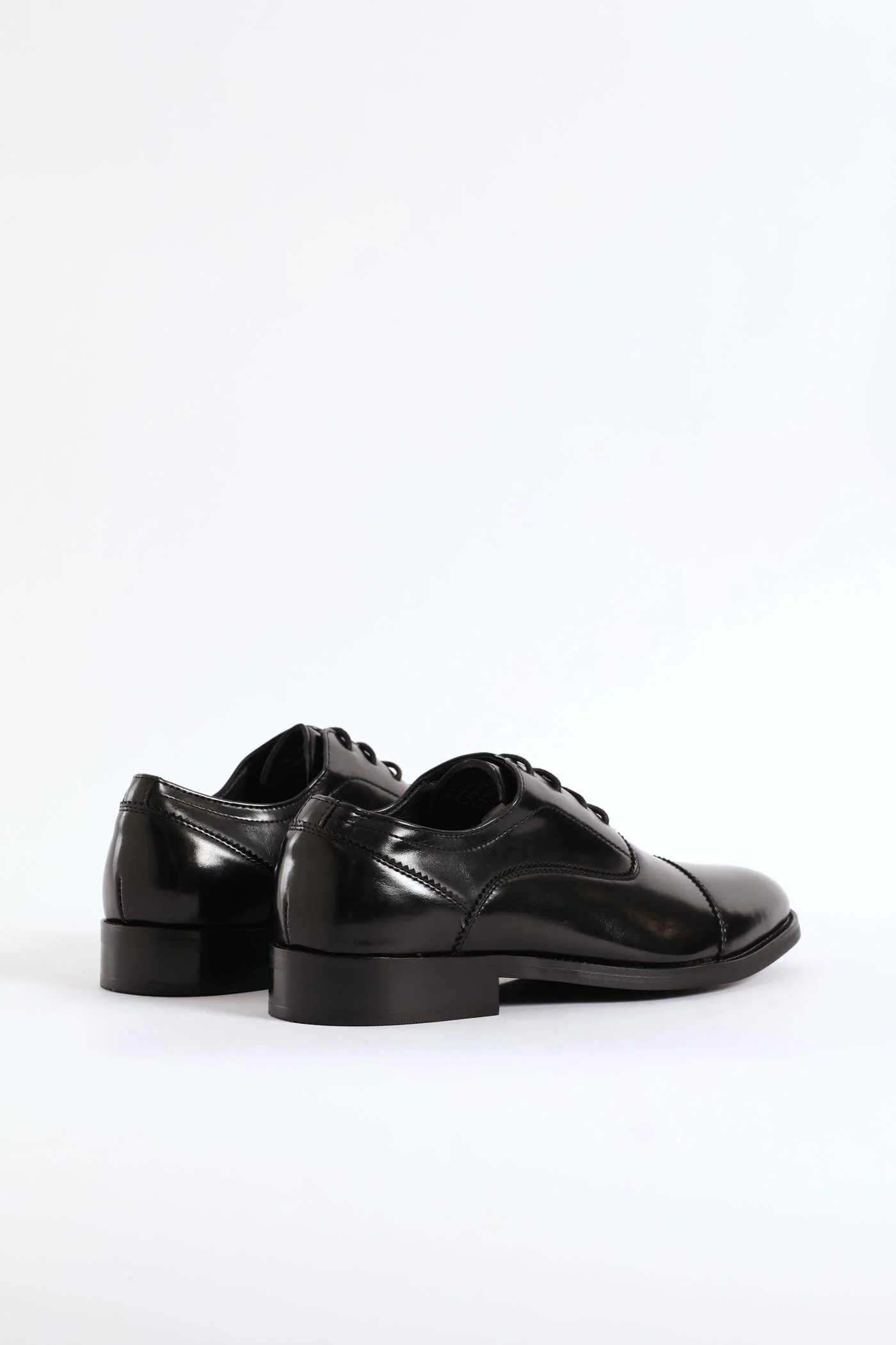 Lace Up Almond Toe Oxford Shoe - Black - Image 6