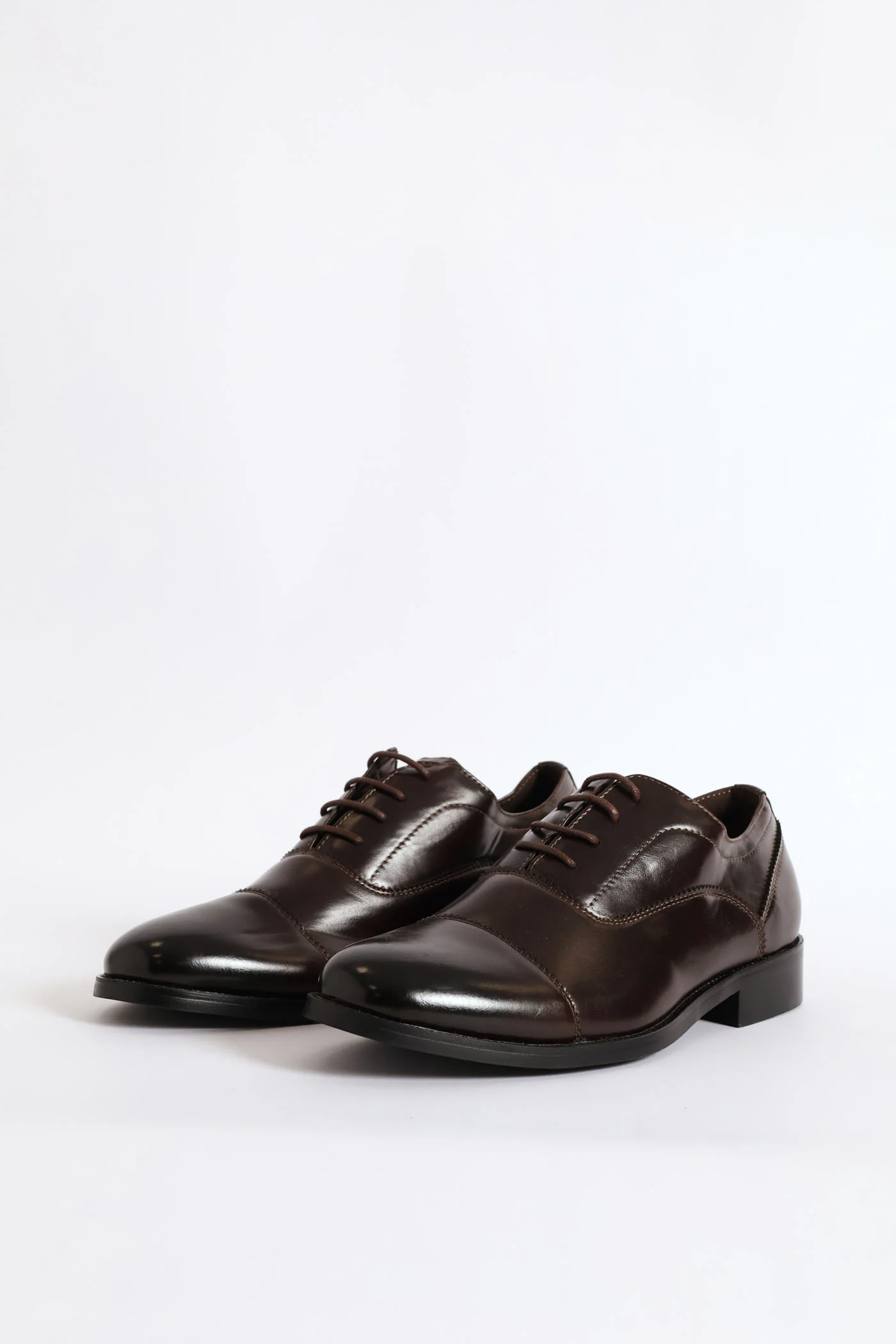 Lace Up Almond Toe Oxford Shoe - Chocolate - Image 3