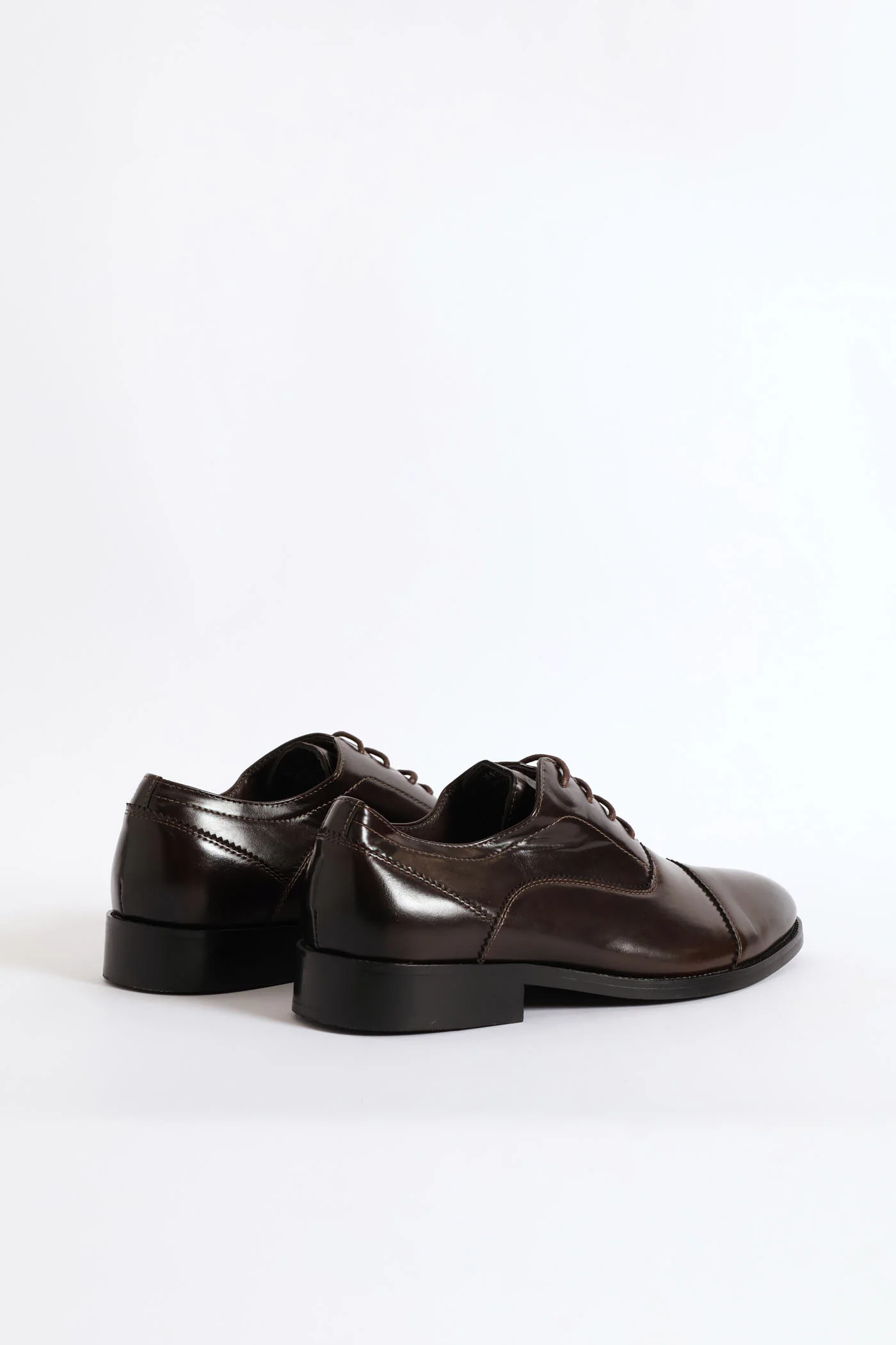 Lace Up Almond Toe Oxford Shoe - Chocolate - Image 4