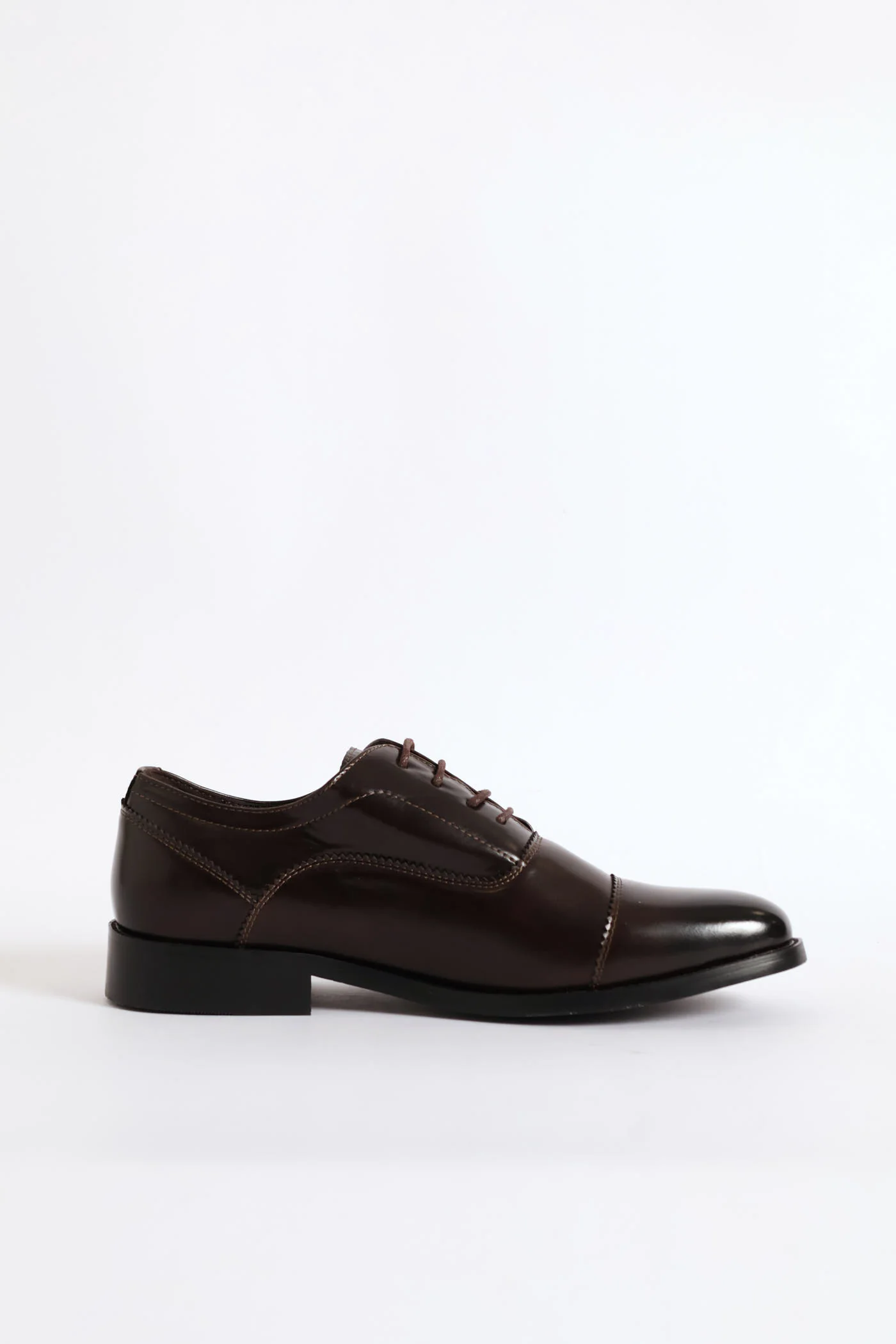 Lace Up Almond Toe Oxford Shoe - Chocolate - Image 5