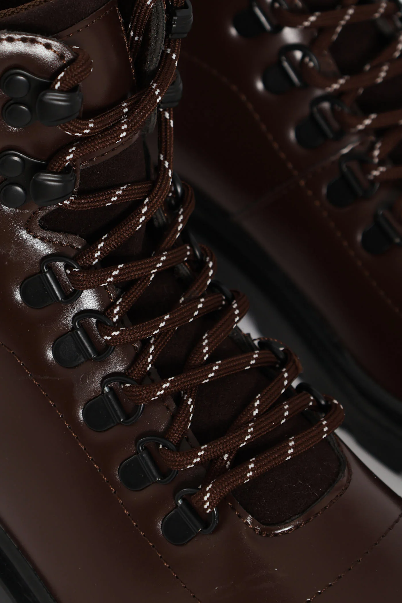 Lace Up Combat Boot - Chocolate - Image 2