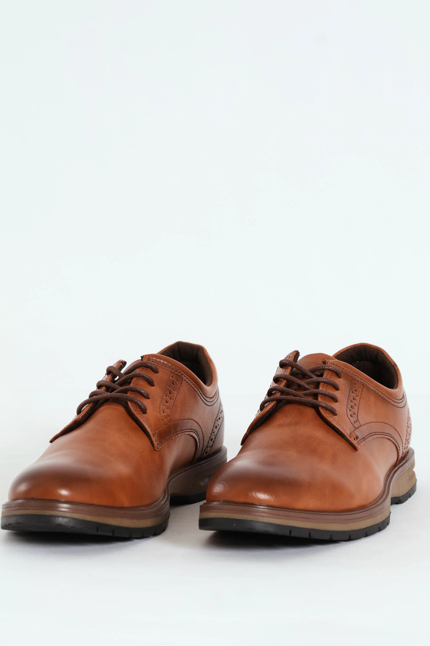 Lace Up Derby Smart Casual Shoe - Tan - Image 2