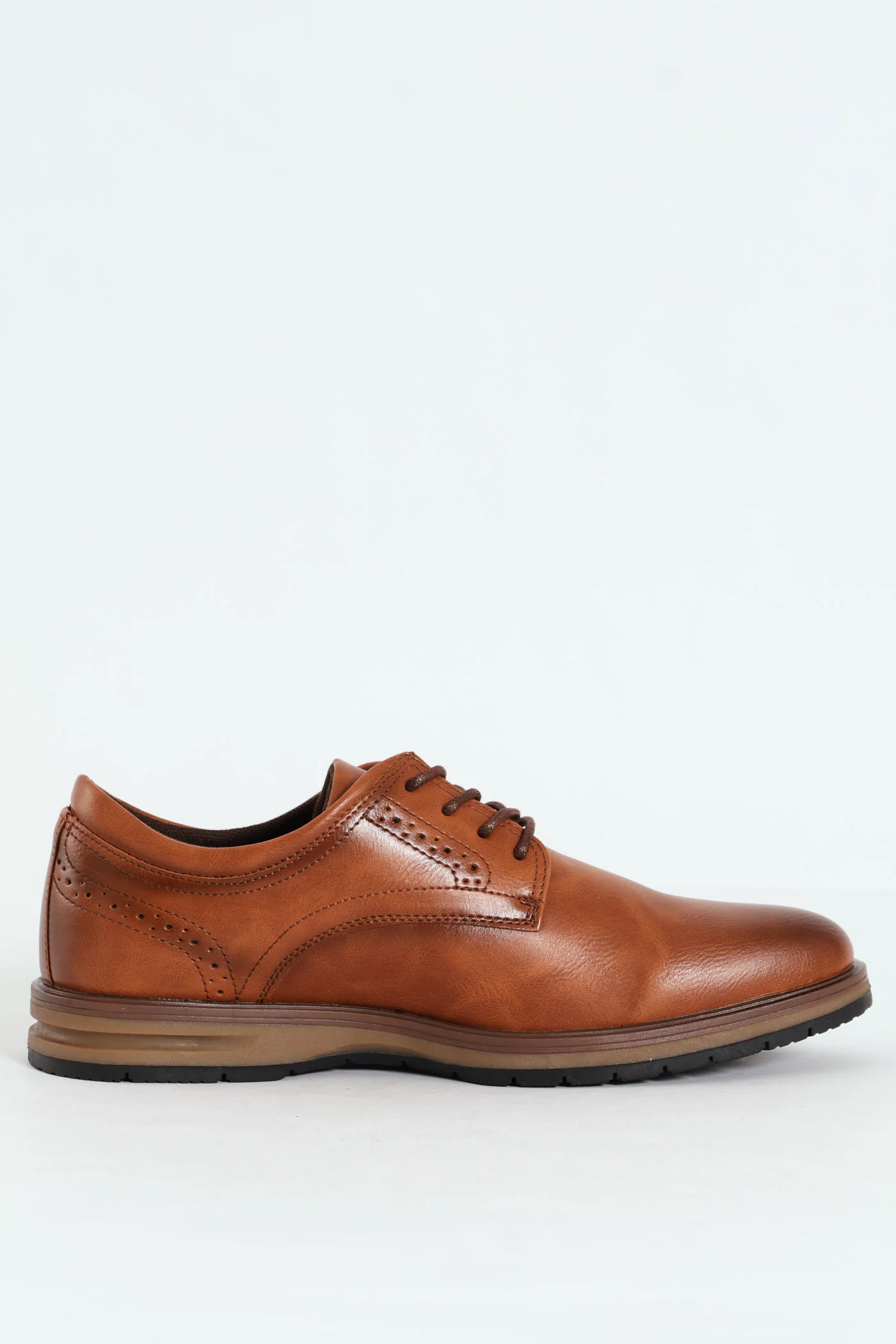 Lace Up Derby Smart Casual Shoe - Tan - Image 4