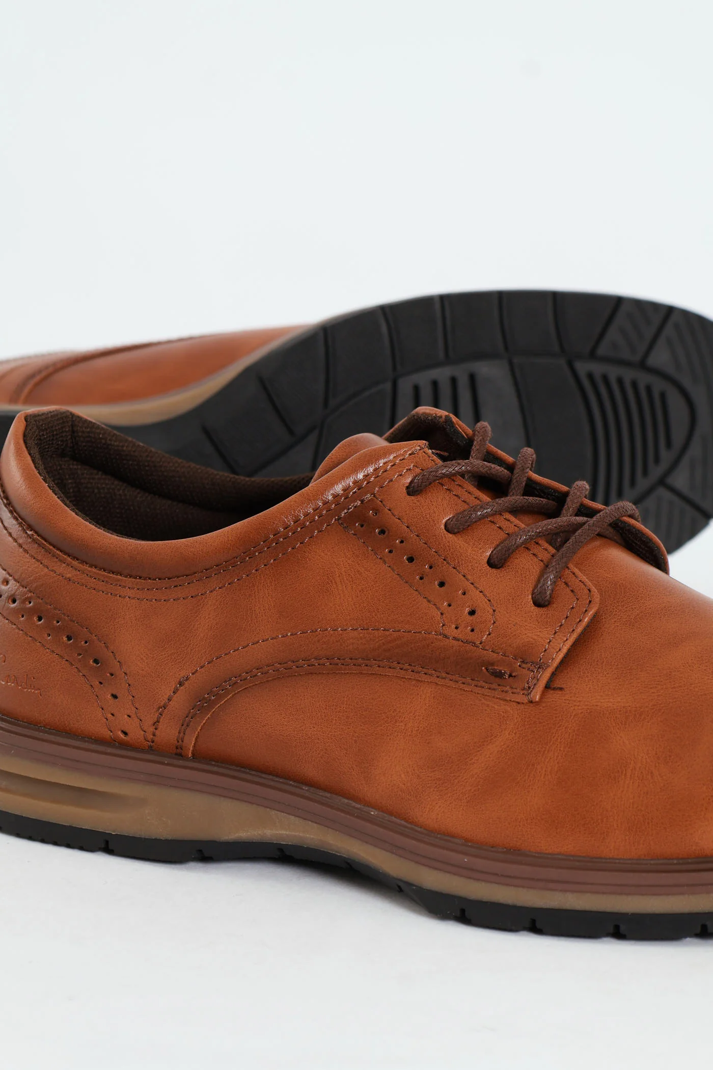 Lace Up Derby Smart Casual Shoe - Tan - Image 5