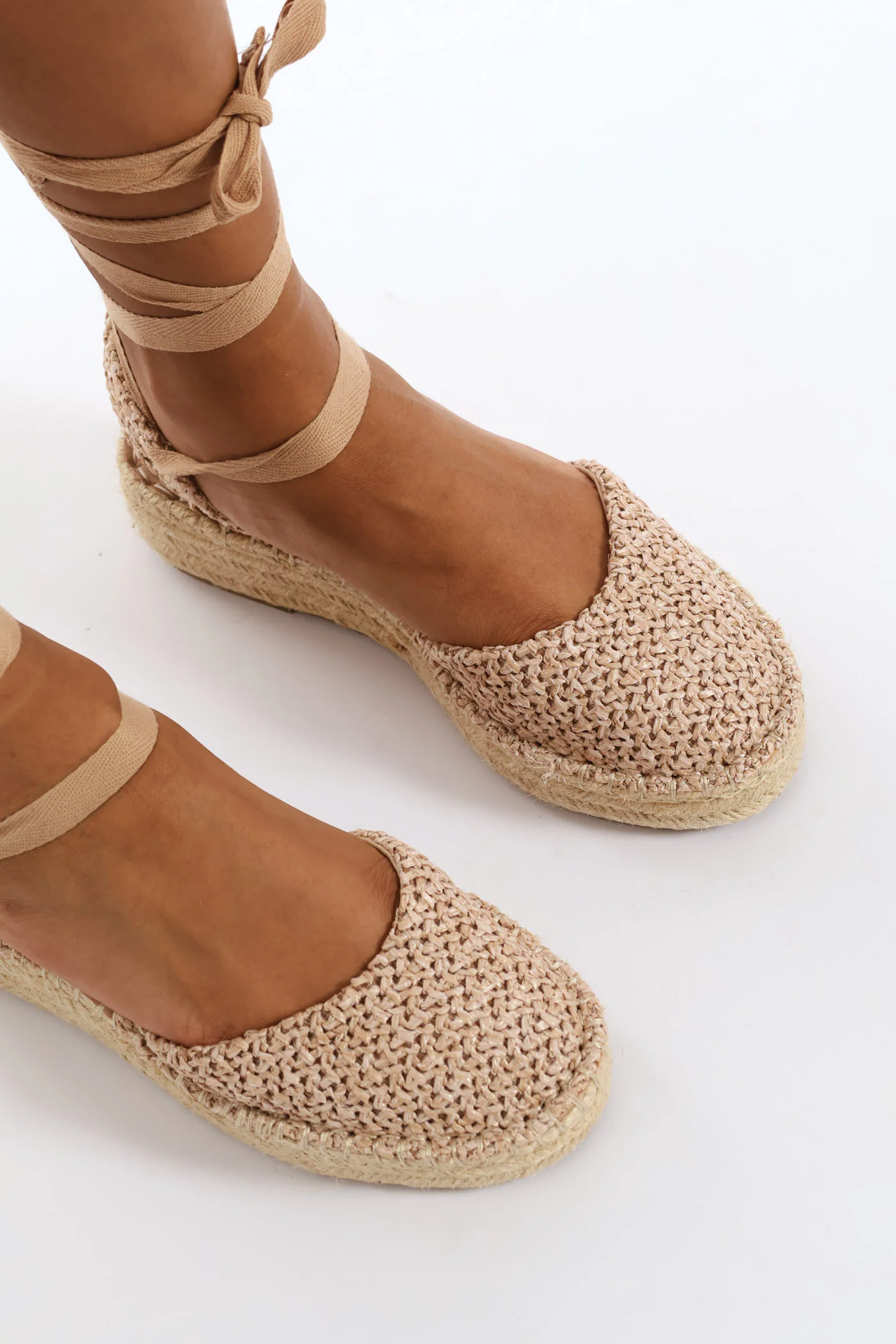 Lace Up Flatform Espadrille - Stone - Image 2