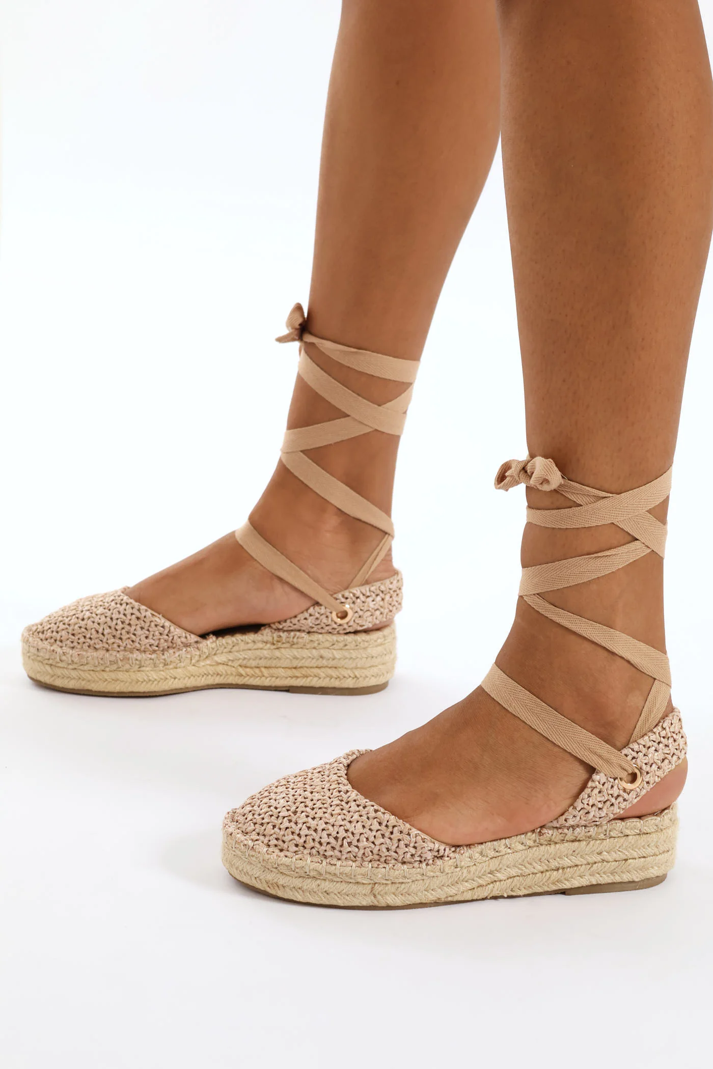 Lace Up Flatform Espadrille - Stone - Image 3