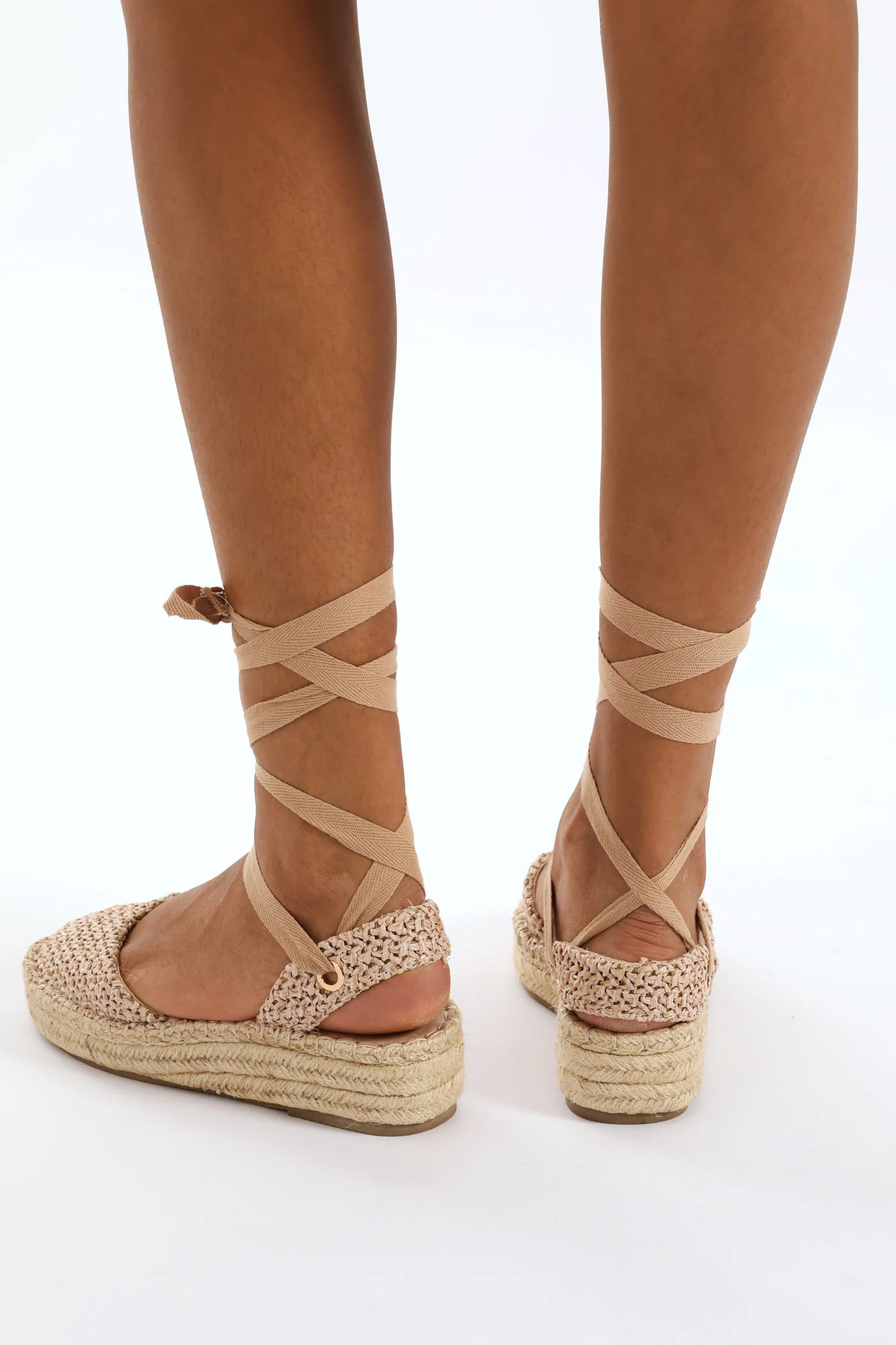 Lace Up Flatform Espadrille - Stone - Image 4