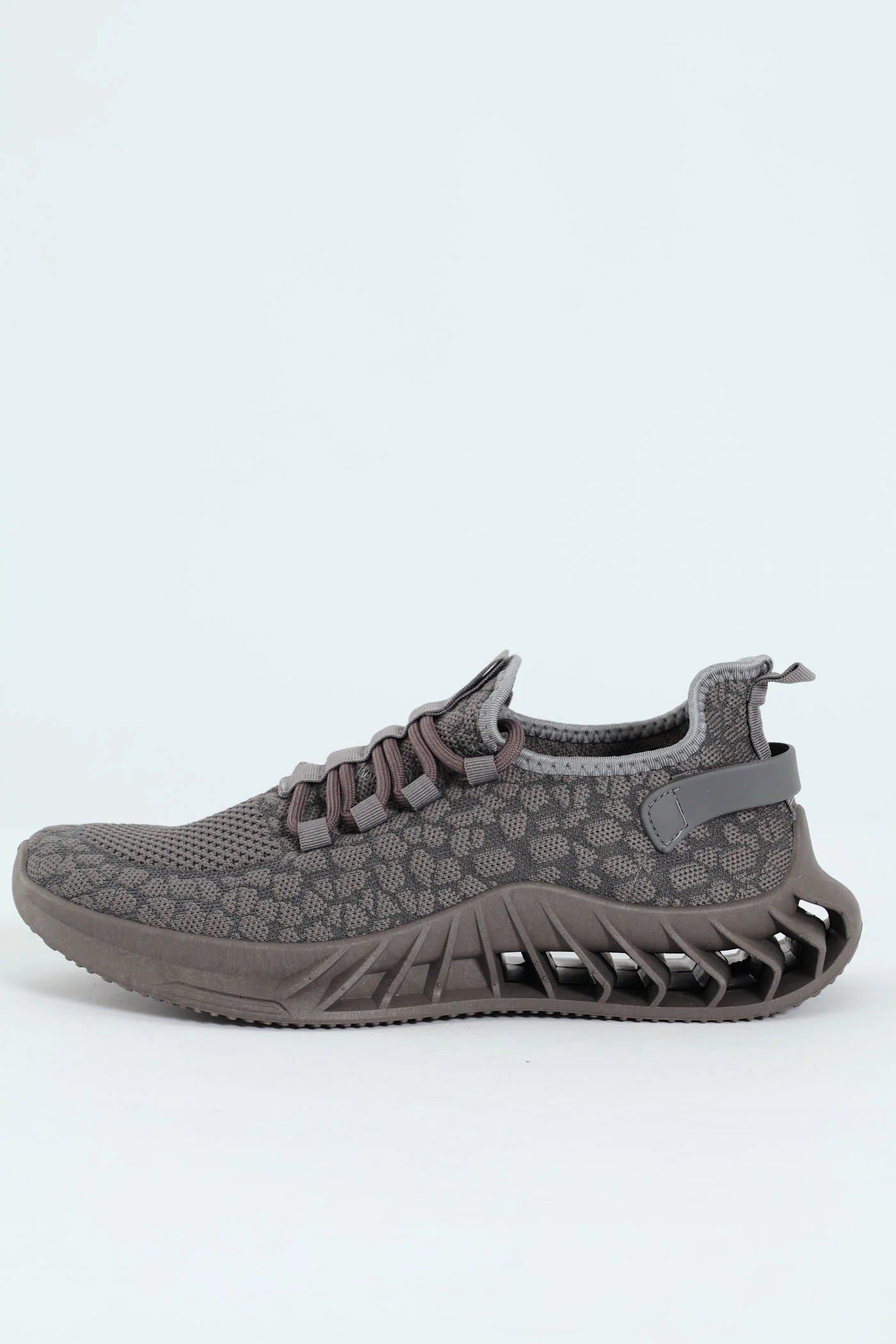 Lace Up Knit Trainer - Charcoal - Image 3