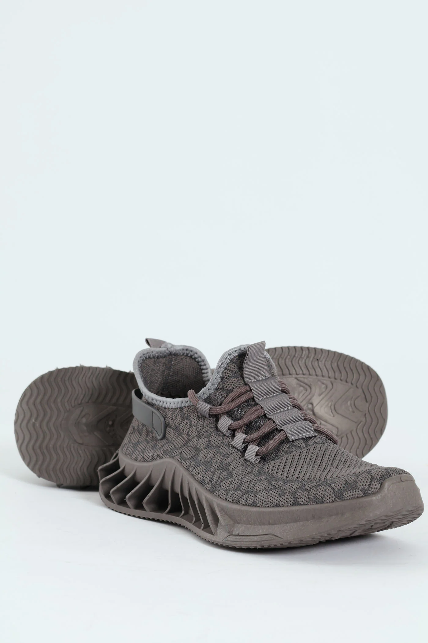 Lace Up Knit Trainer - Charcoal - Image 4