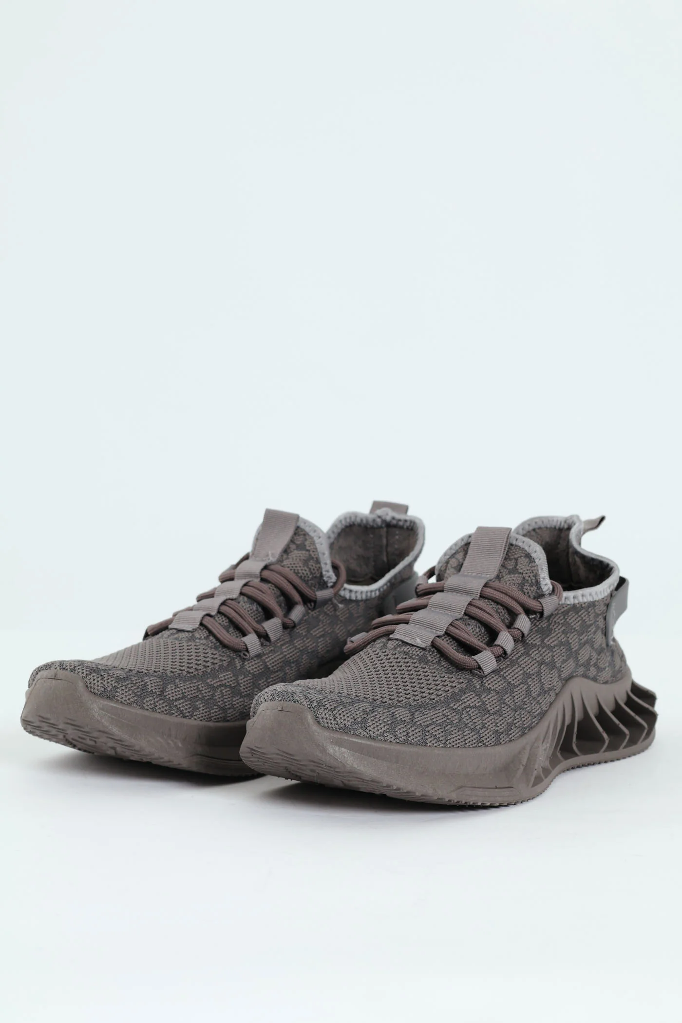 Lace Up Knit Trainer - Charcoal - Image 5