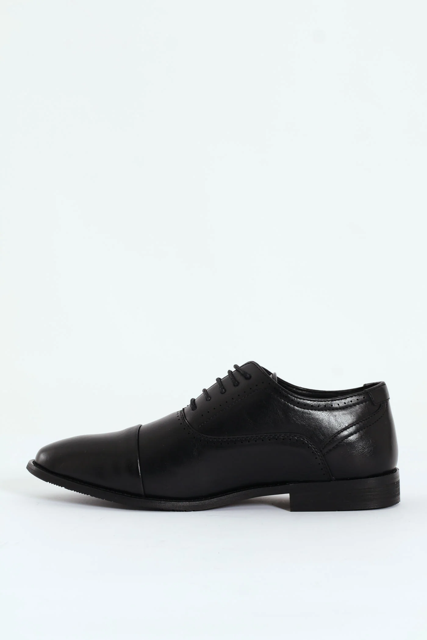 Lace Up Oxford With Toe Cap - Black - Image 4