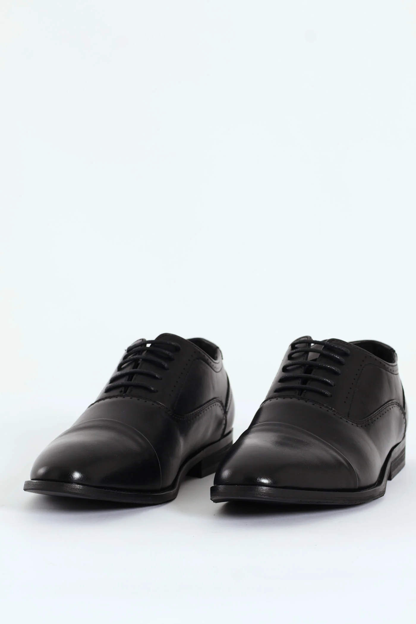 Lace Up Oxford With Toe Cap - Black - Image 5