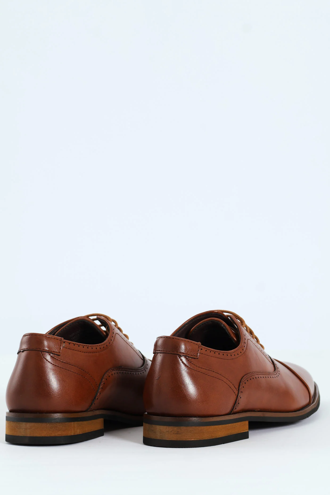 Lace Up Oxford With Toe Cap - Tan - Image 3