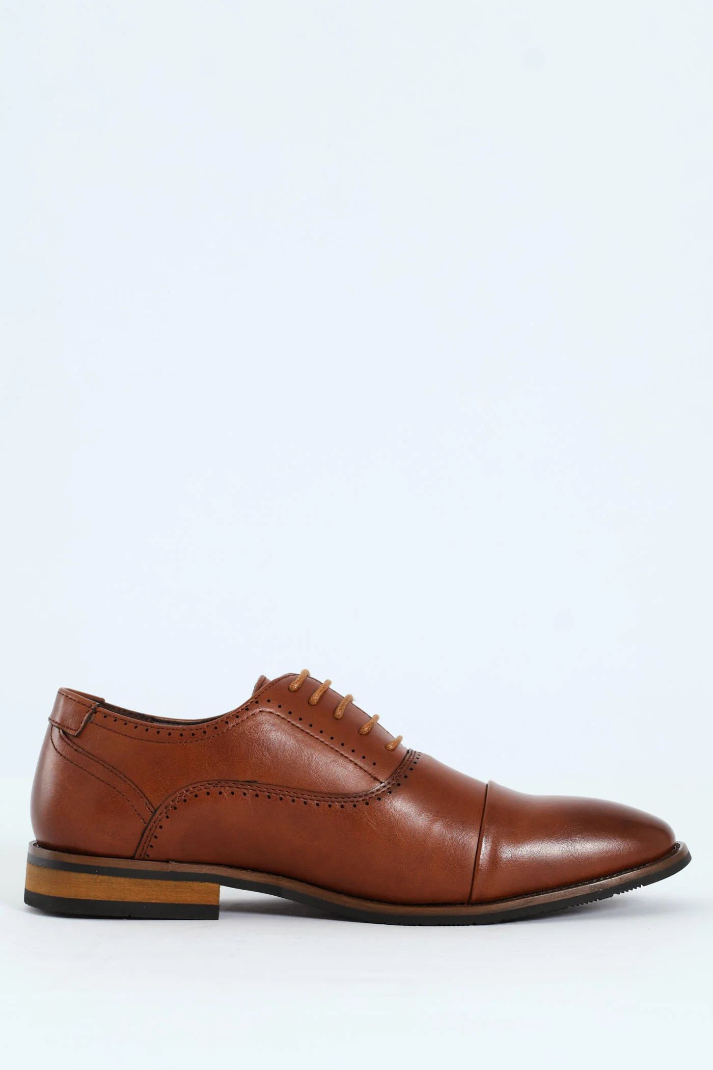 Lace Up Oxford With Toe Cap - Tan - Image 4