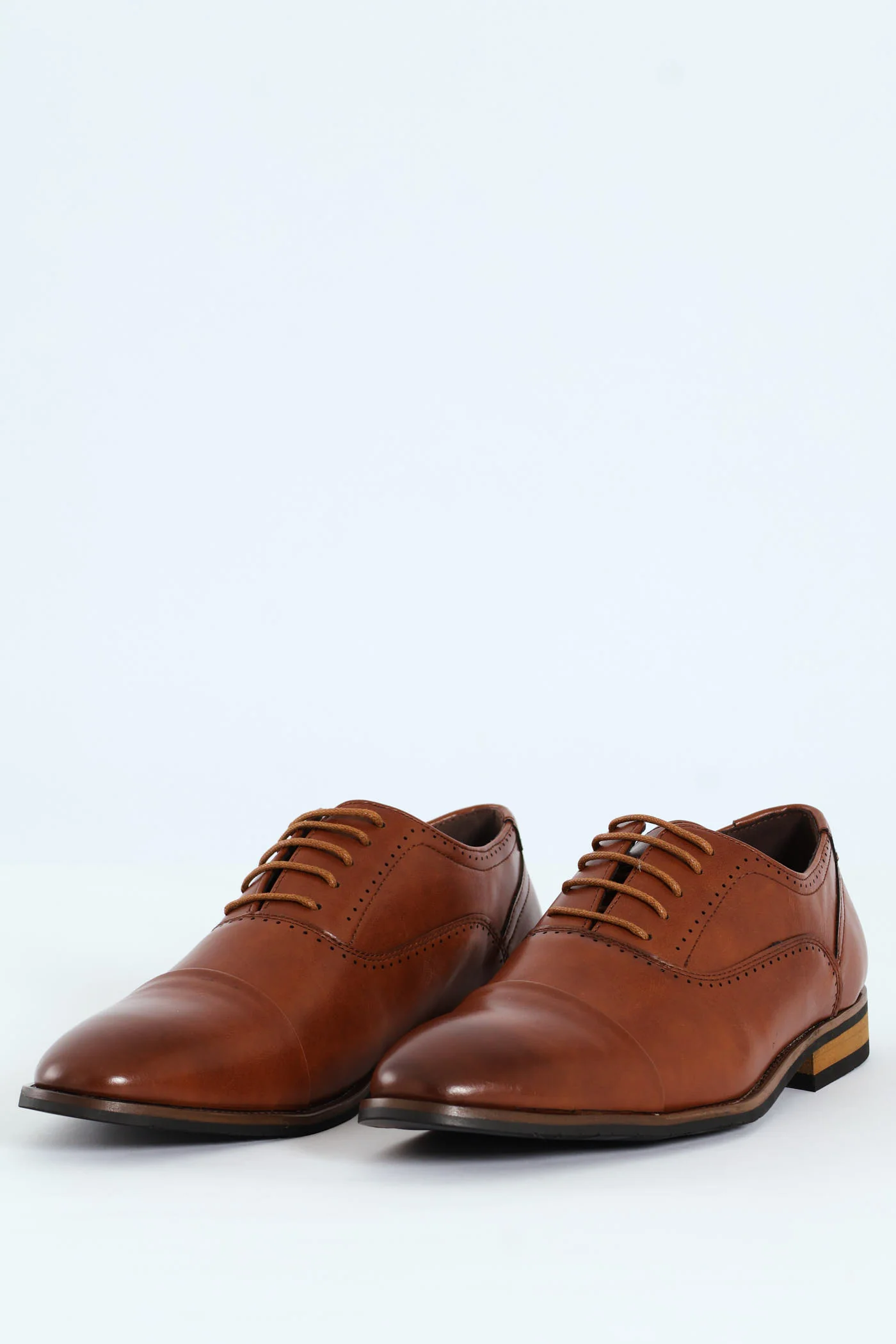 Lace Up Oxford With Toe Cap - Tan - Image 5