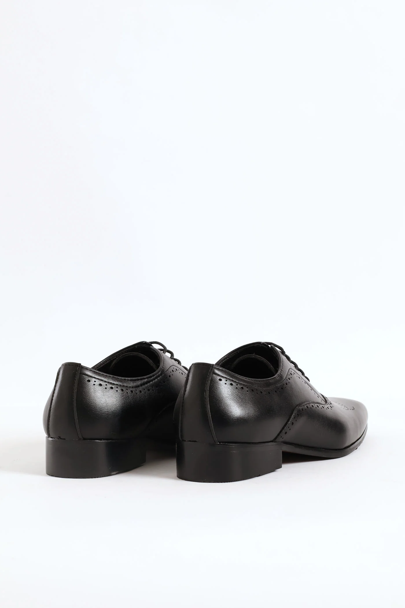 Lace Up Punched Detail Oxford Shoe - Black - Image 2