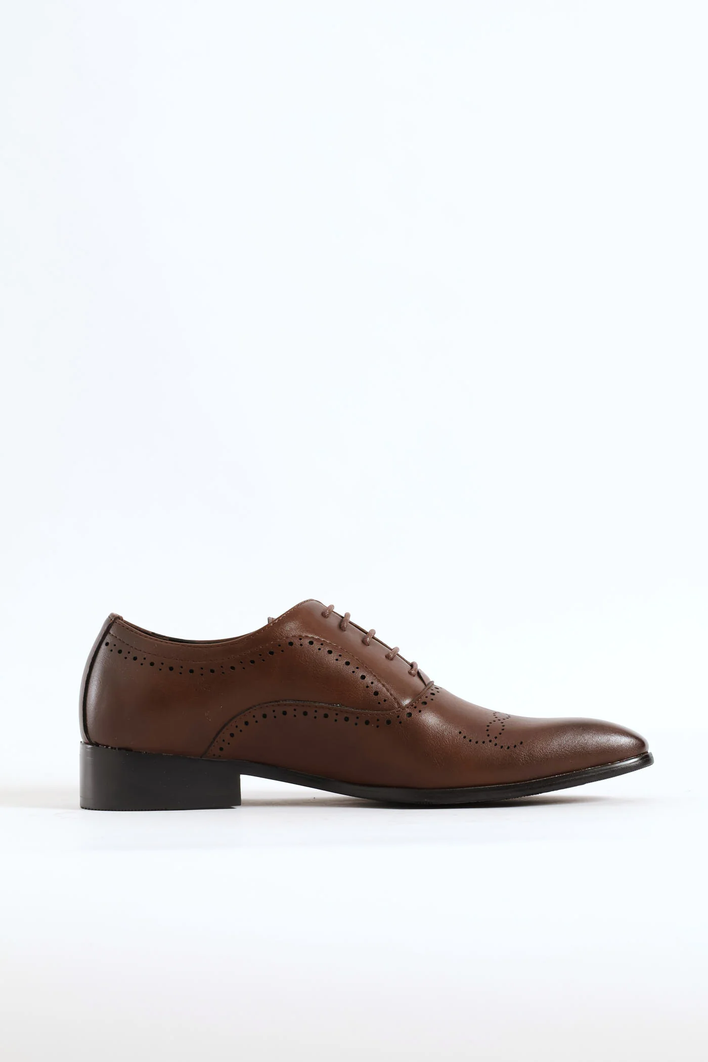 Lace Up Punched Detail Oxford Shoe - Chocolate - Image 3