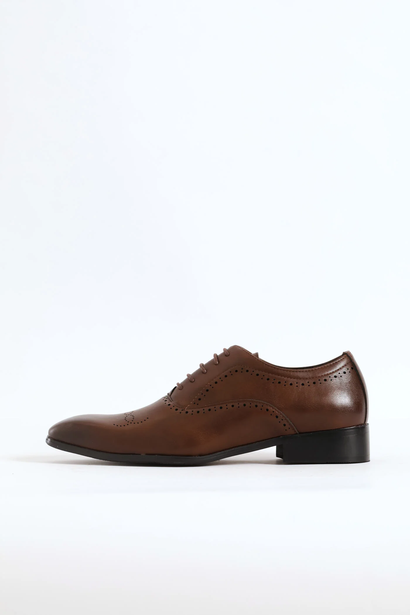 Lace Up Punched Detail Oxford Shoe - Chocolate - Image 4