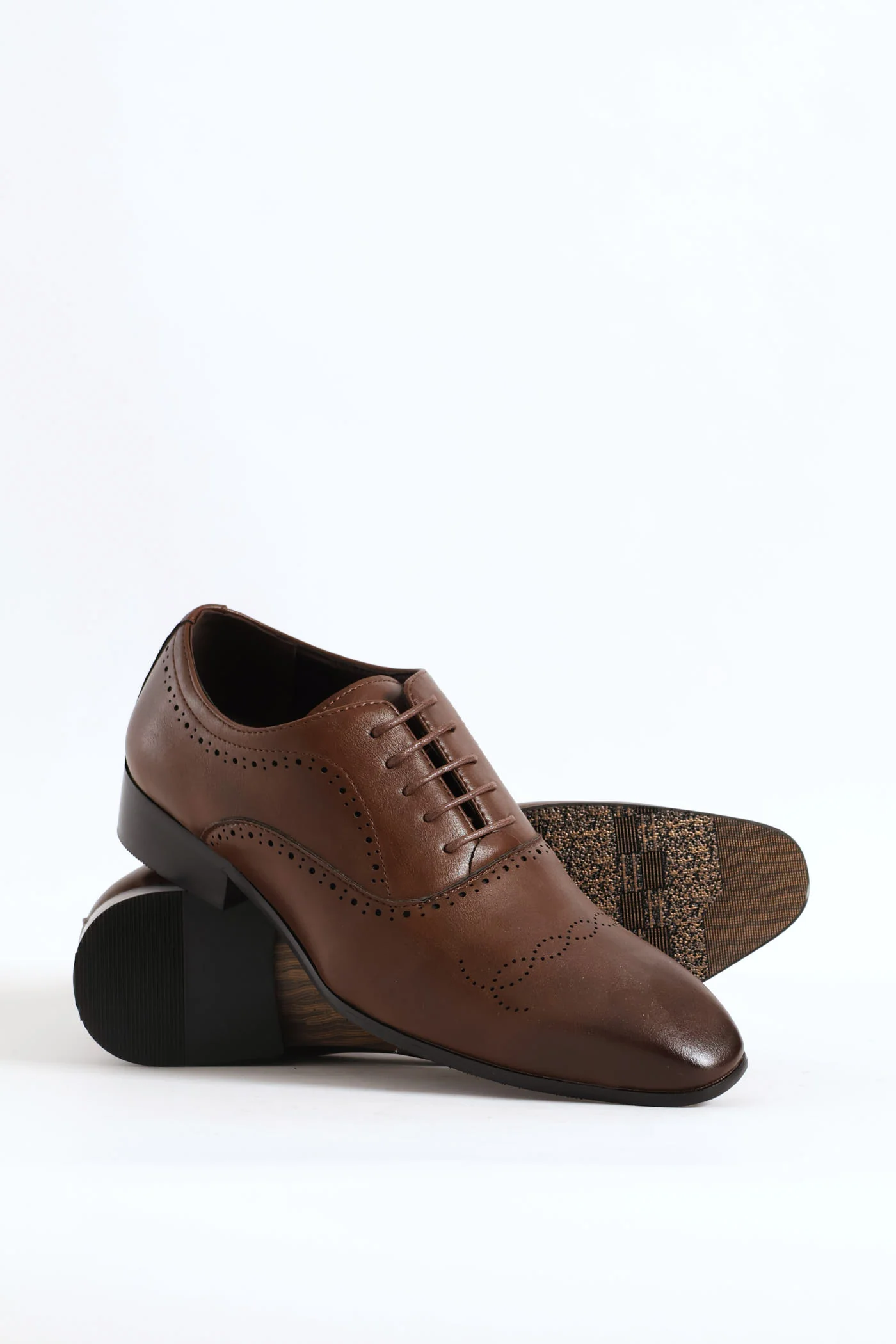 Lace Up Punched Detail Oxford Shoe - Chocolate - Image 5