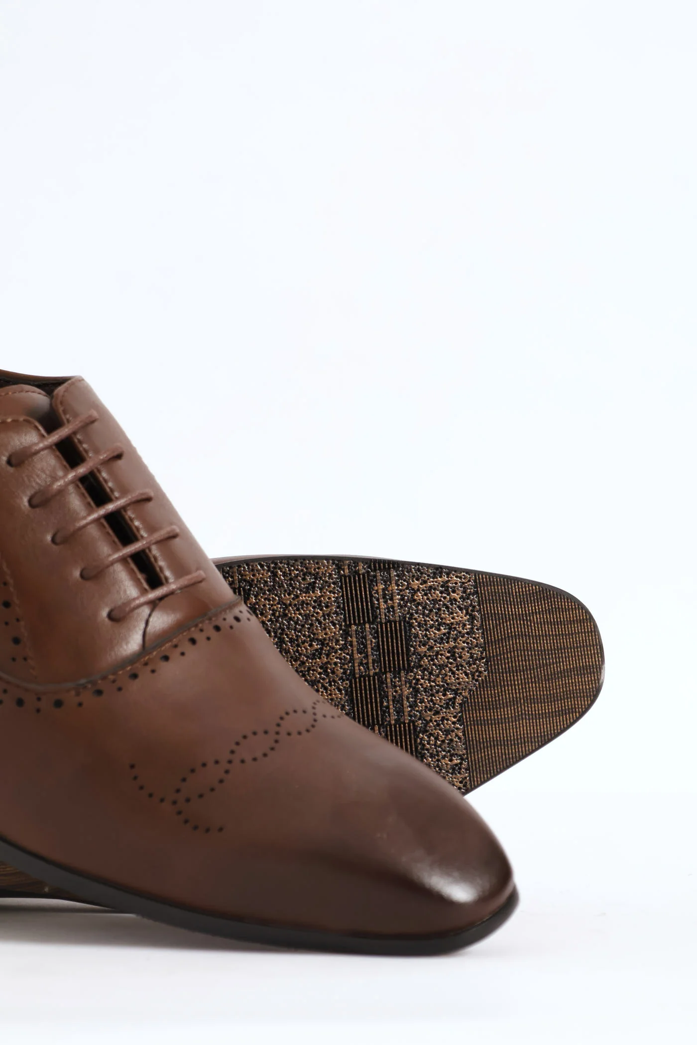 Lace Up Punched Detail Oxford Shoe - Chocolate - Image 6