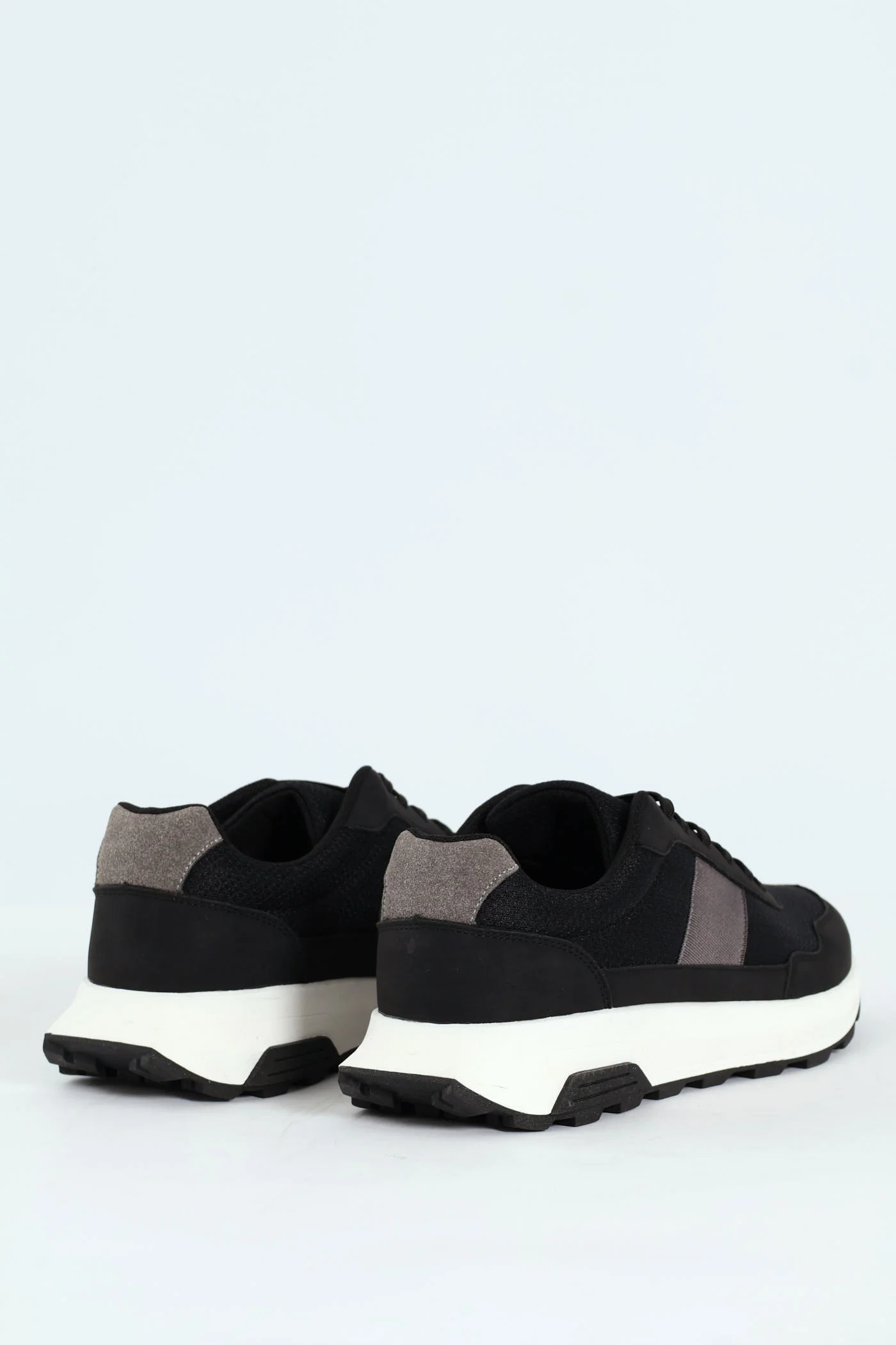 Lace Up Retro Stripe Trainer - Black - Image 3