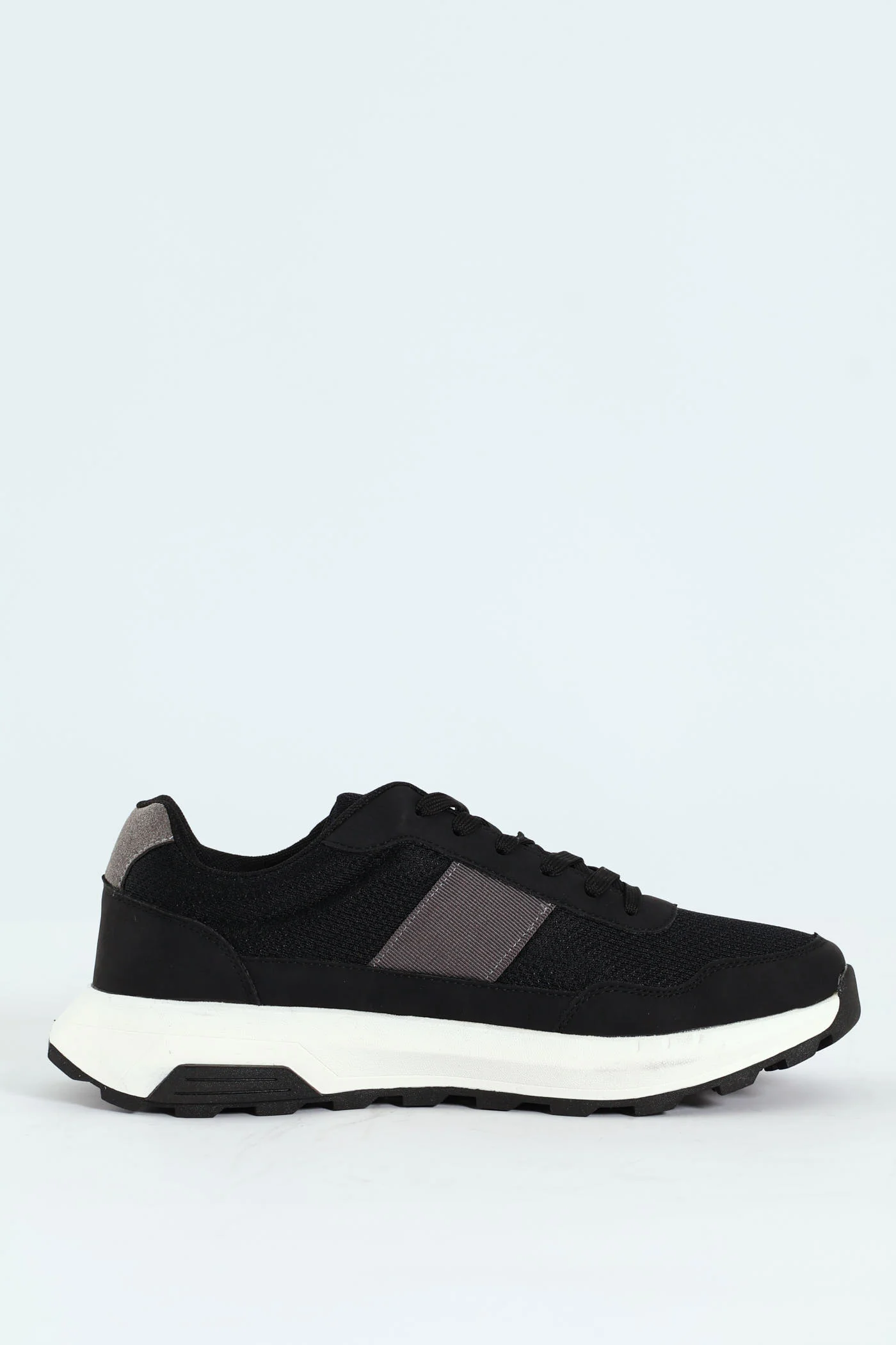 Lace Up Retro Stripe Trainer - Black - Image 4