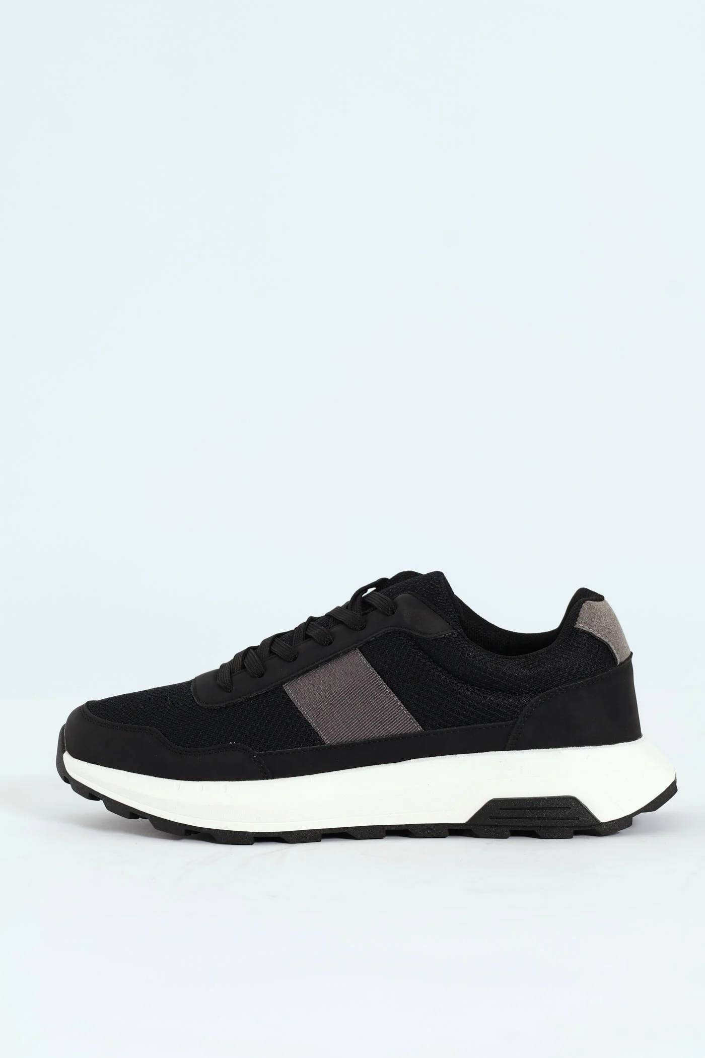 Lace Up Retro Stripe Trainer - Black - Image 5