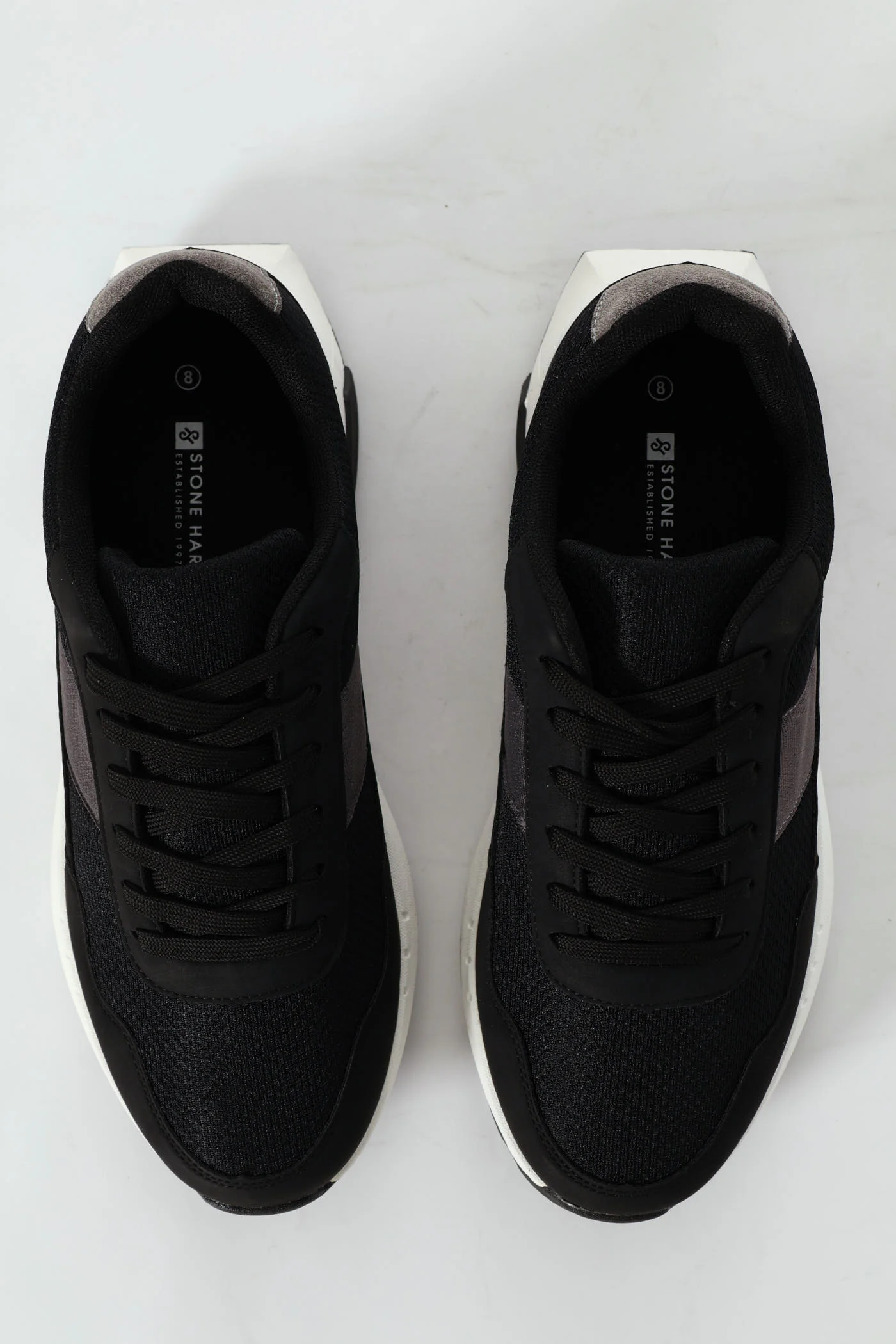 Lace Up Retro Stripe Trainer - Black - Image 6