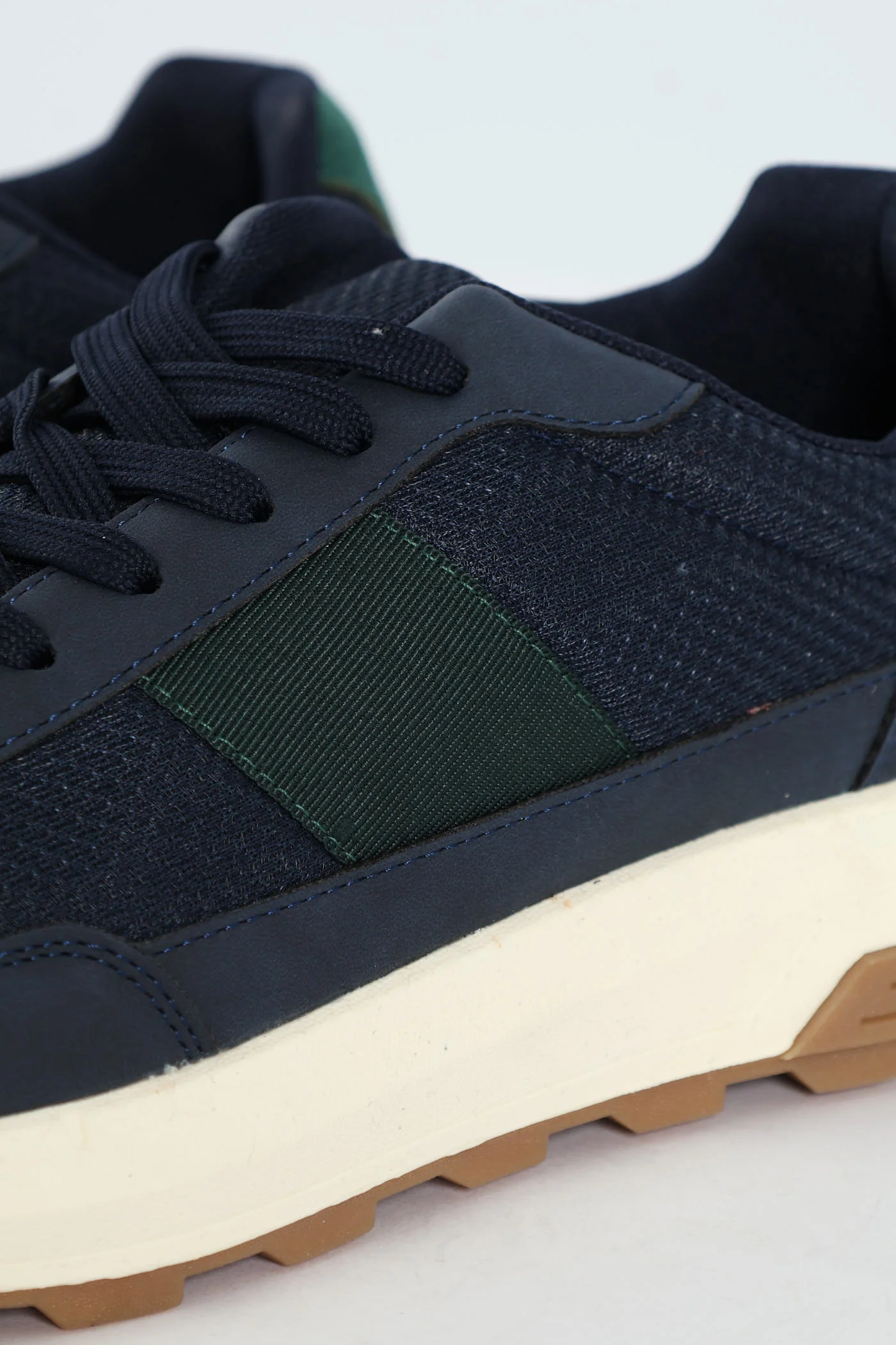 Lace Up Retro Stripe Trainer - Navy - Image 2