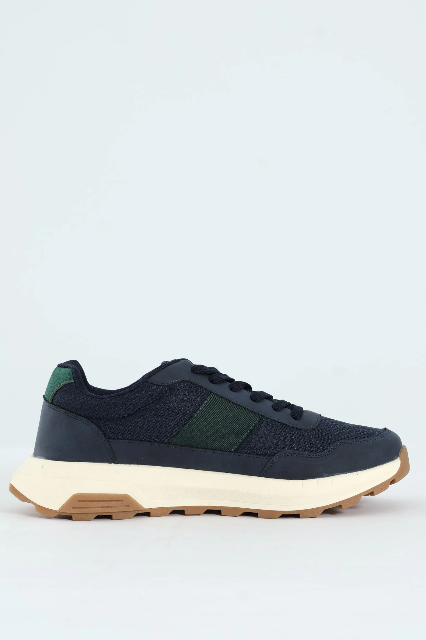Lace Up Retro Stripe Trainer - Navy - Image 4
