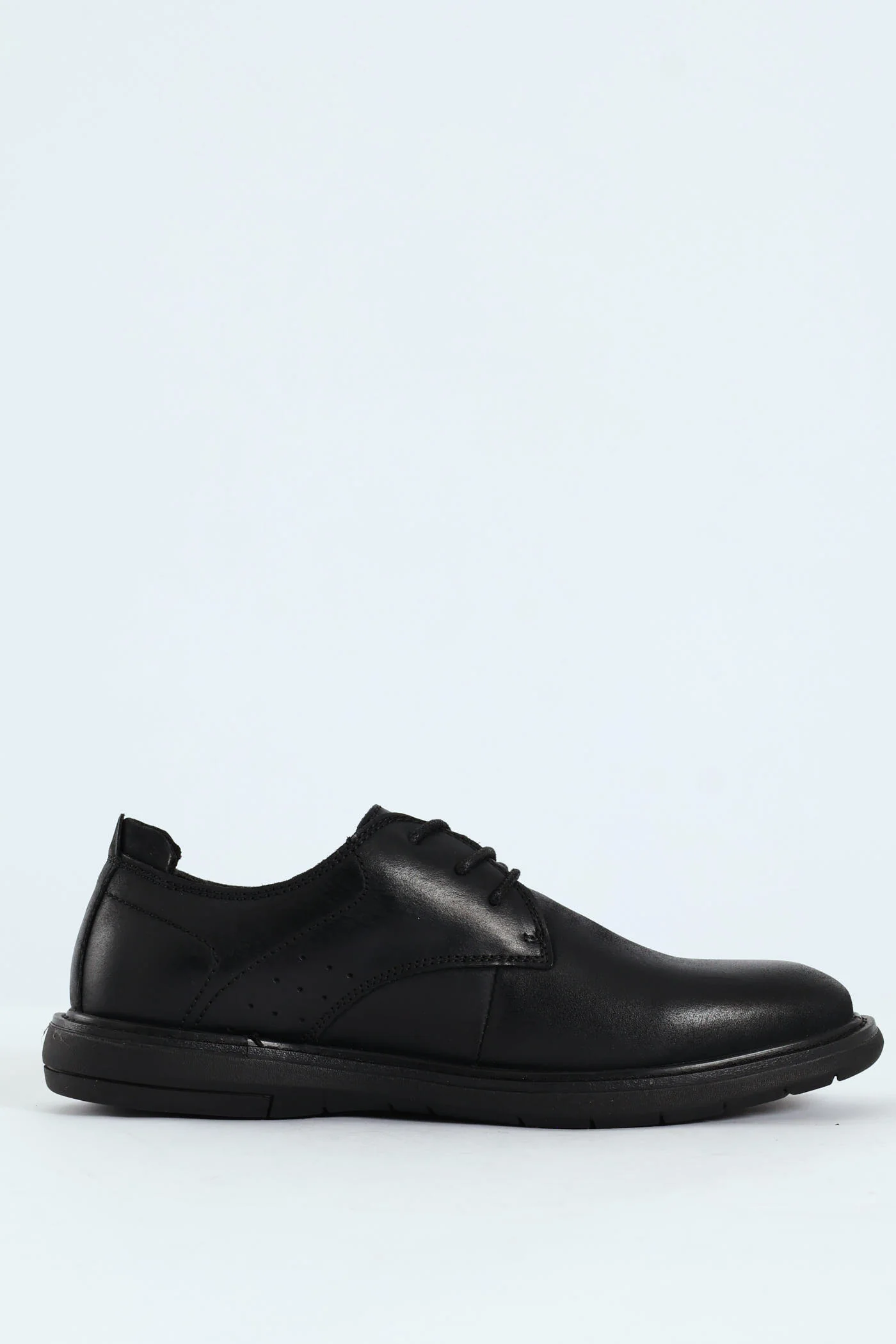 Lace Up Smart Casual Derby Shoe - Black - Image 2