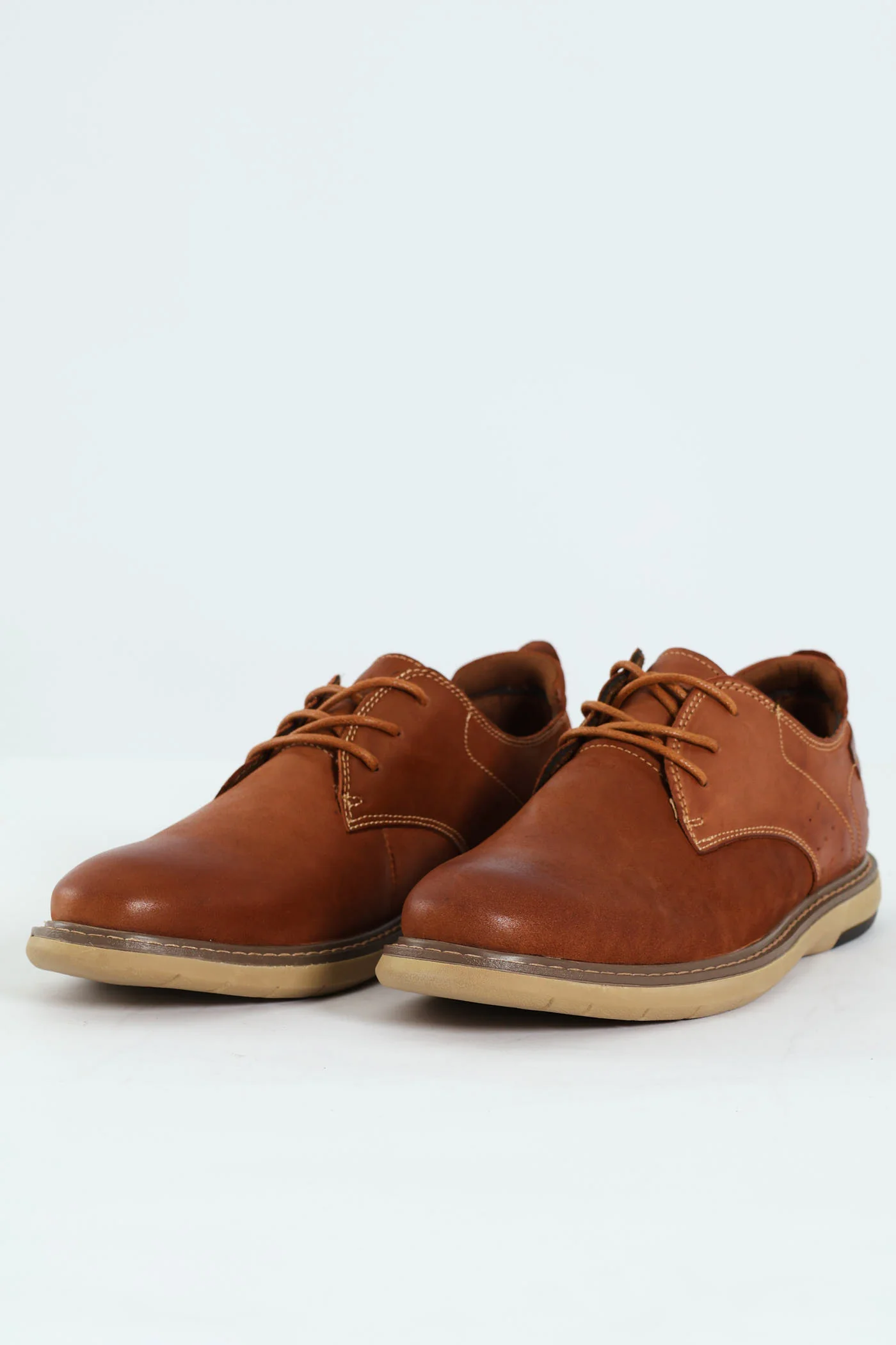 Lace Up Smart Casual Derby Shoe - Tan - Image 3
