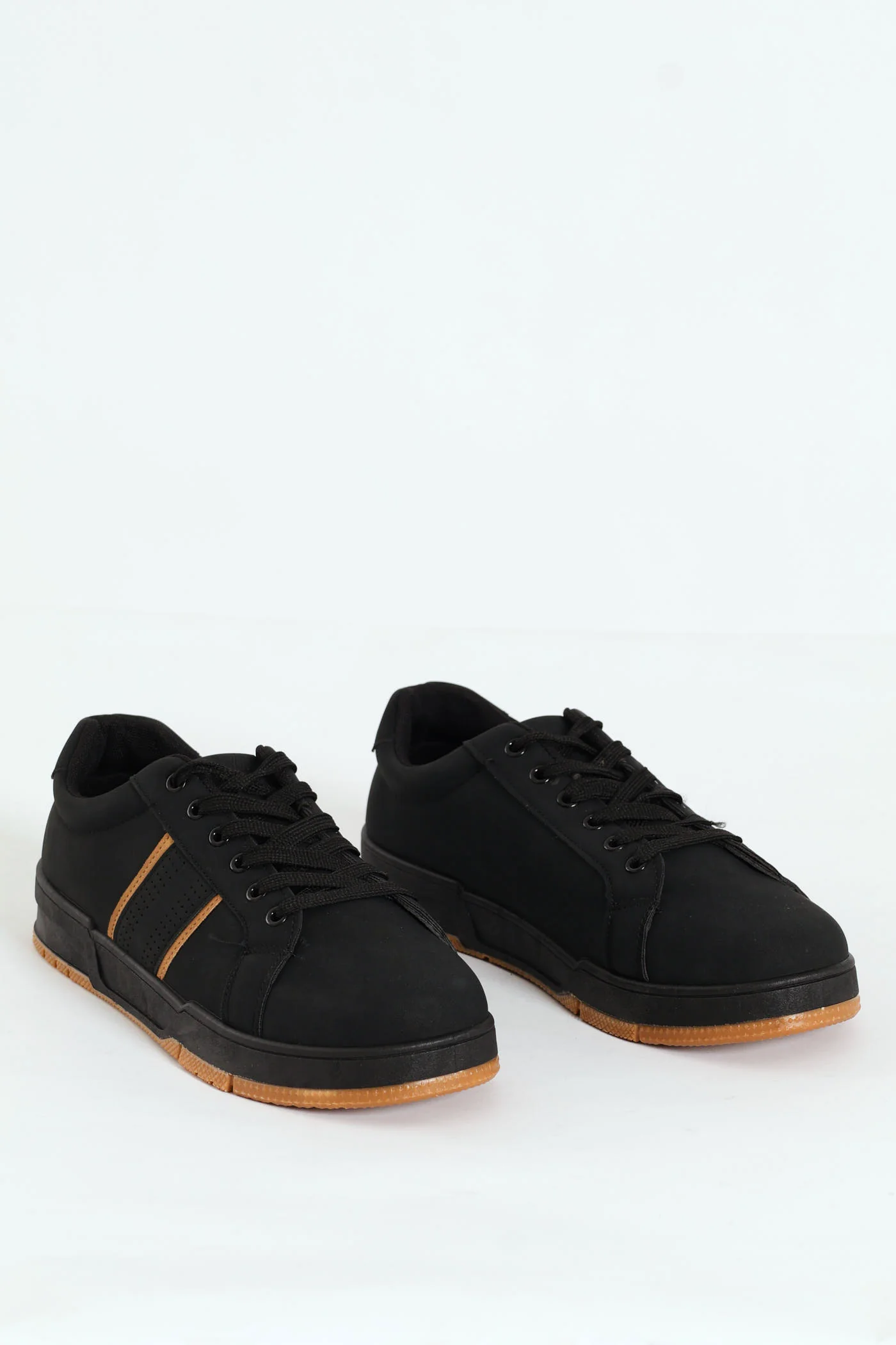 Lace Up Sneaker With Side Stripe - Black - Image 4