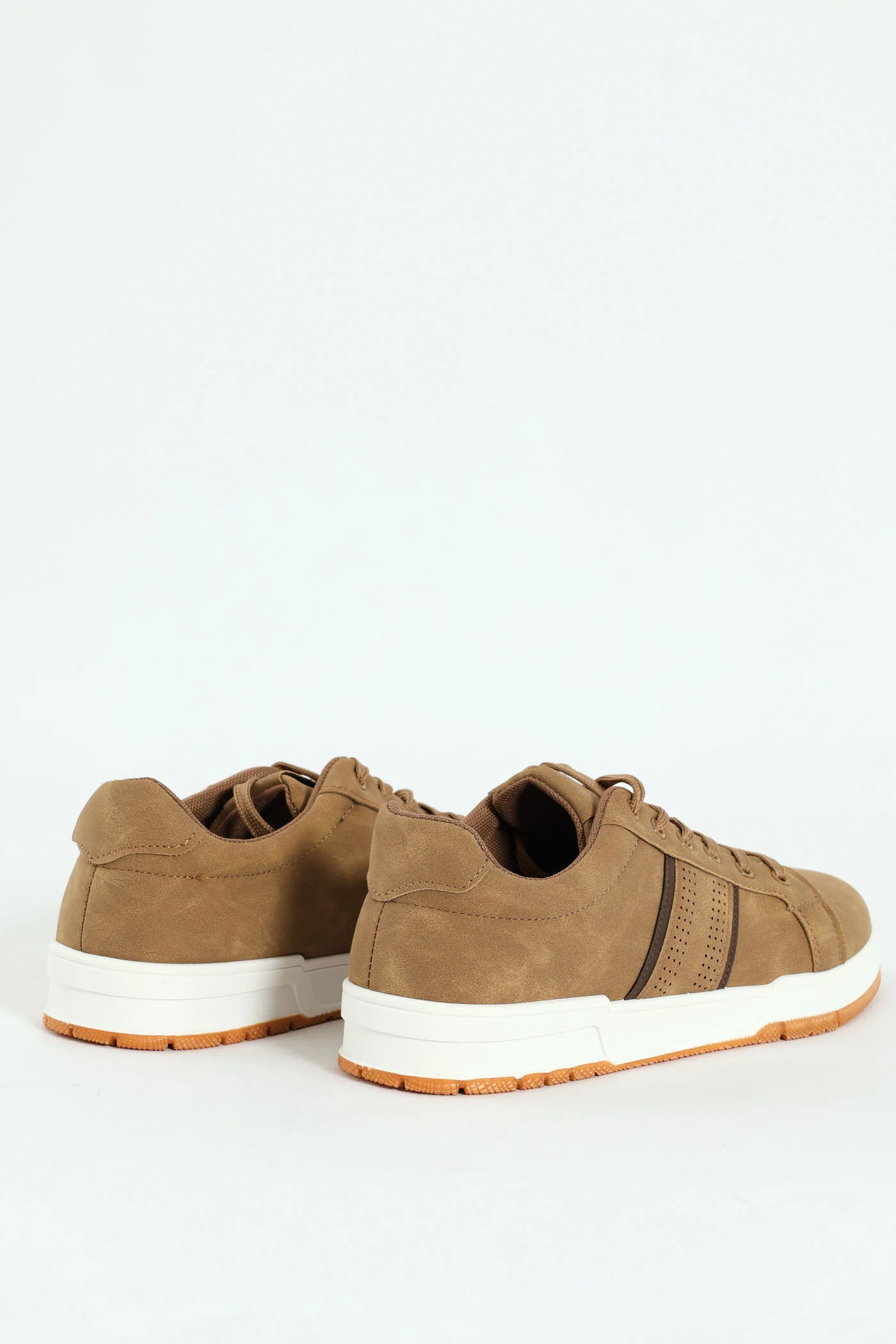 Lace Up Sneaker With Side Stripe - Taupe - Image 2