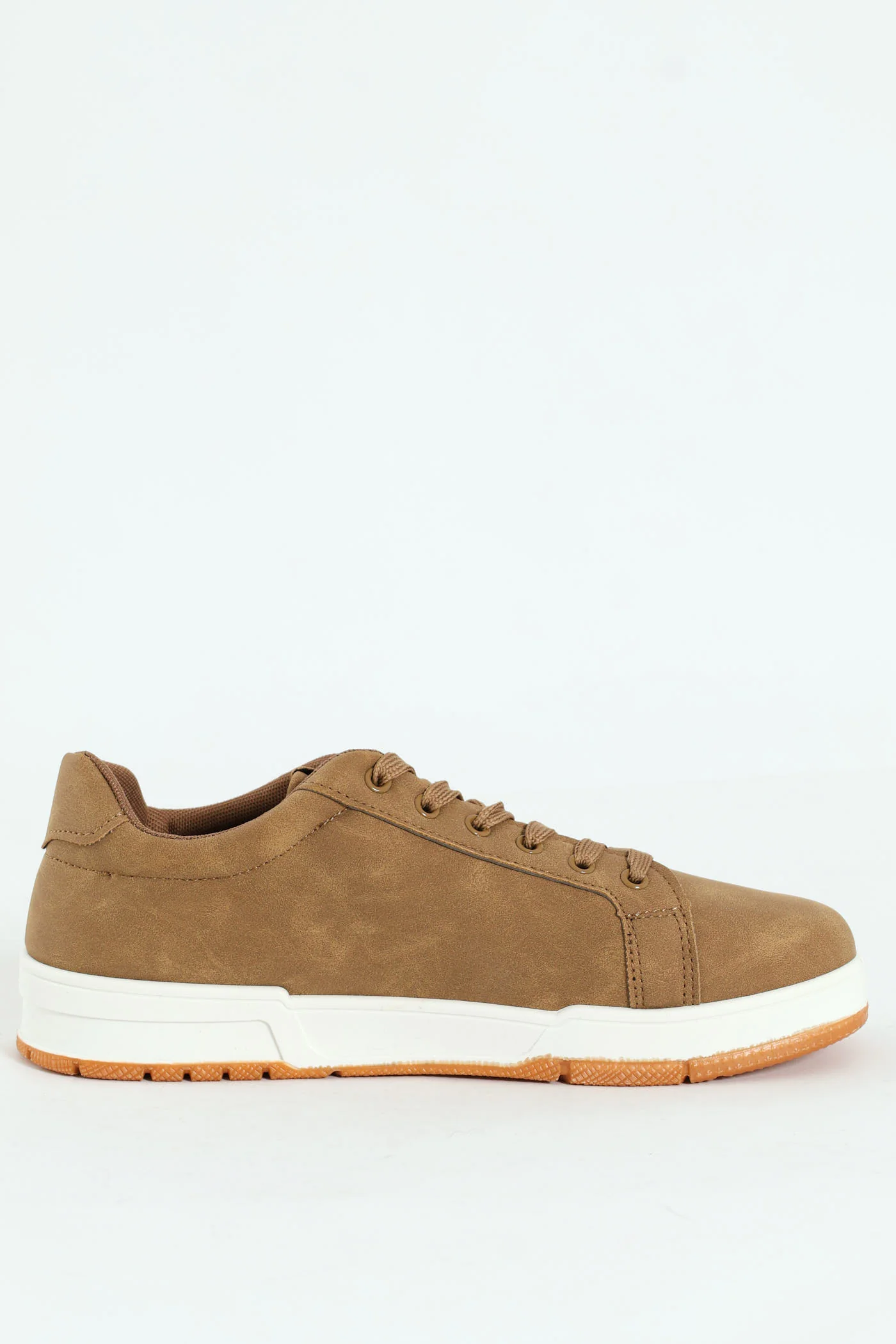 Lace Up Sneaker With Side Stripe - Taupe - Image 3